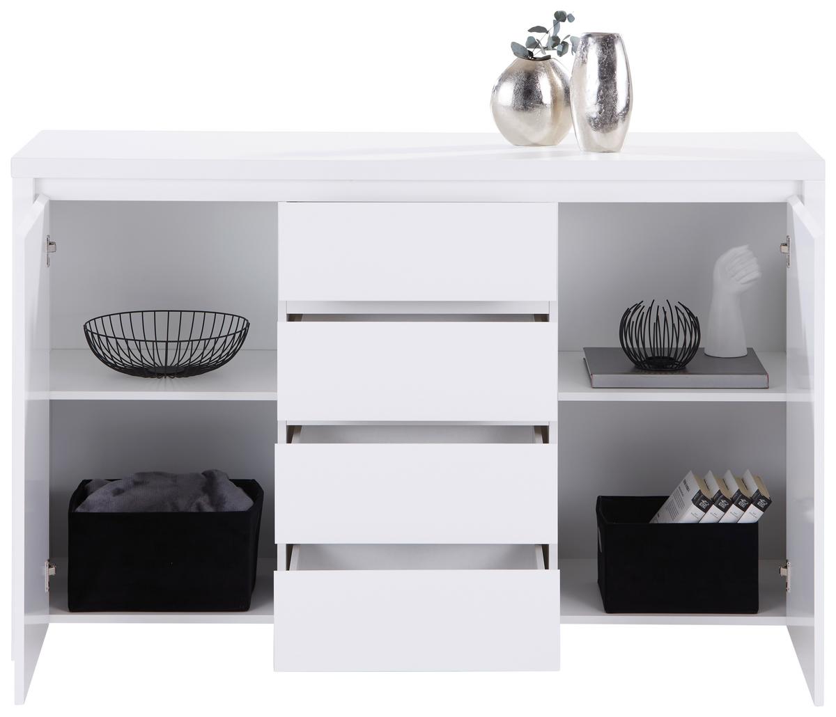 Kommode B: 143 cm Mit 2 Türen Larios, Weiß - Weiß, MODERN, Holzwerkstoff (143/91/40cm)