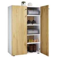 Schuhschrank Lona Weiß Honigeiche Dekor - Honigeiche/Schwarz, Design, Holzwerkstoff (70/110/39cm) - MID.YOU