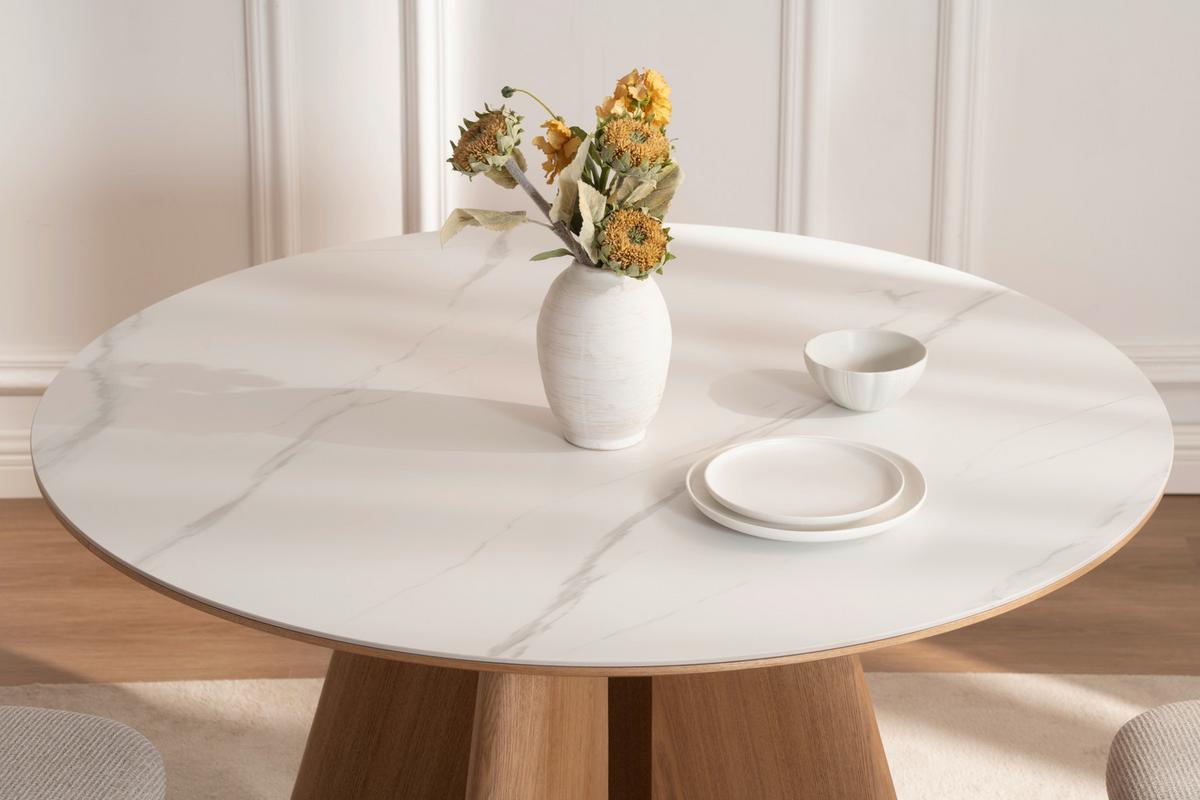 Esstisch Otis Weiß/Eichefarben D: 120 cm - Eichefarben/Weiß, MODERN, Holz/Holzwerkstoff (120/120/75cm) - Livetastic