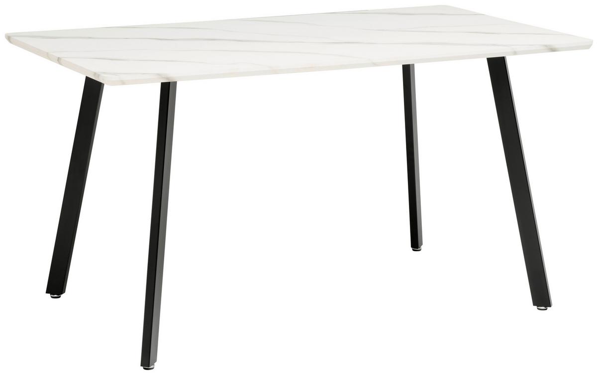 Tischgruppe Mackay 5-Tlg. Weiß/Textil Hellgrau, B: 140cm - Hellgrau/Weiß, KONVENTIONELL, Holzwerkstoff/Textil (140/46/75/88/80/57cm) - MID.YOU