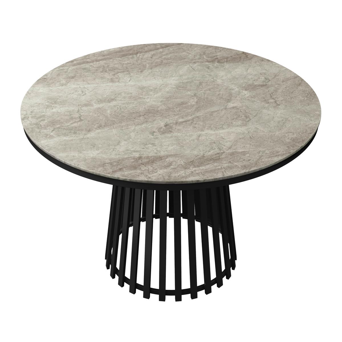 Jídelní stůl Pela, P: 110 cm - šedá/černá, Moderní, kov/kompozitní dřevo (110/75cm) - Bessagi Home