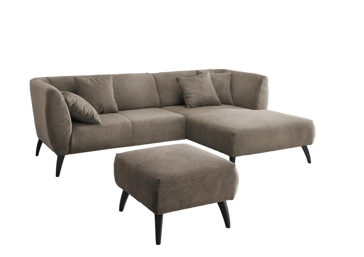 Ecksofa Colori Graubraun S: 264/160 cm - Graubraun/Schwarz, MODERN, Holz/Textil (264/160cm) - MID.YOU