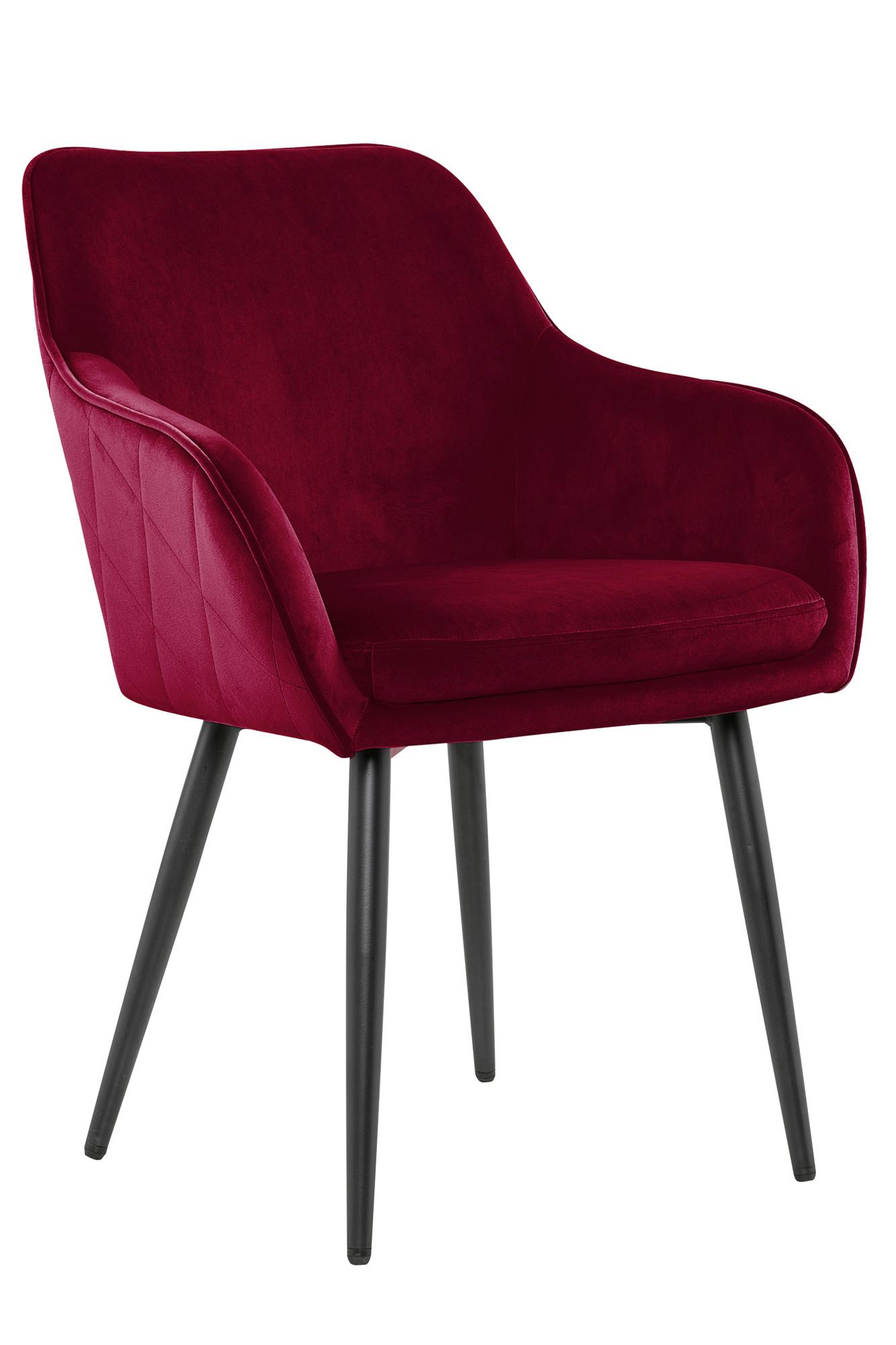 Armlehnstuhl Rot B: 61cm - Rot/Schwarz, MODERN, Textil/Metall (61/85/60cm) - Livetastic