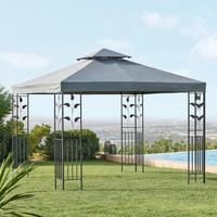 Pavillon Manila 297x297 cm, Regenabweisend und Rostfrei - Dunkelgrau/Anthrazit, MODERN, Textil/Metall (297/267/297cm) - Luca Bessoni