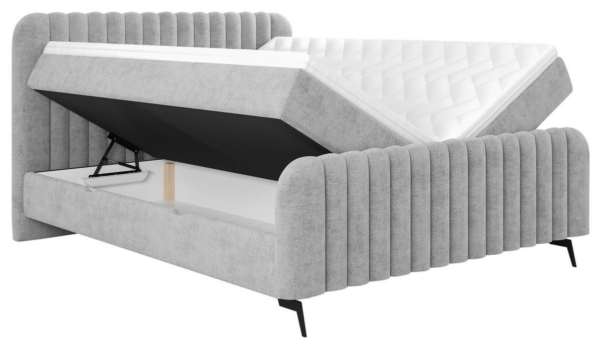 Boxbett Liam Grau 180x200 Cm - Schwarz/Grau, MODERN, Holz/Holzwerkstoff (180/200cm) - MID.YOU