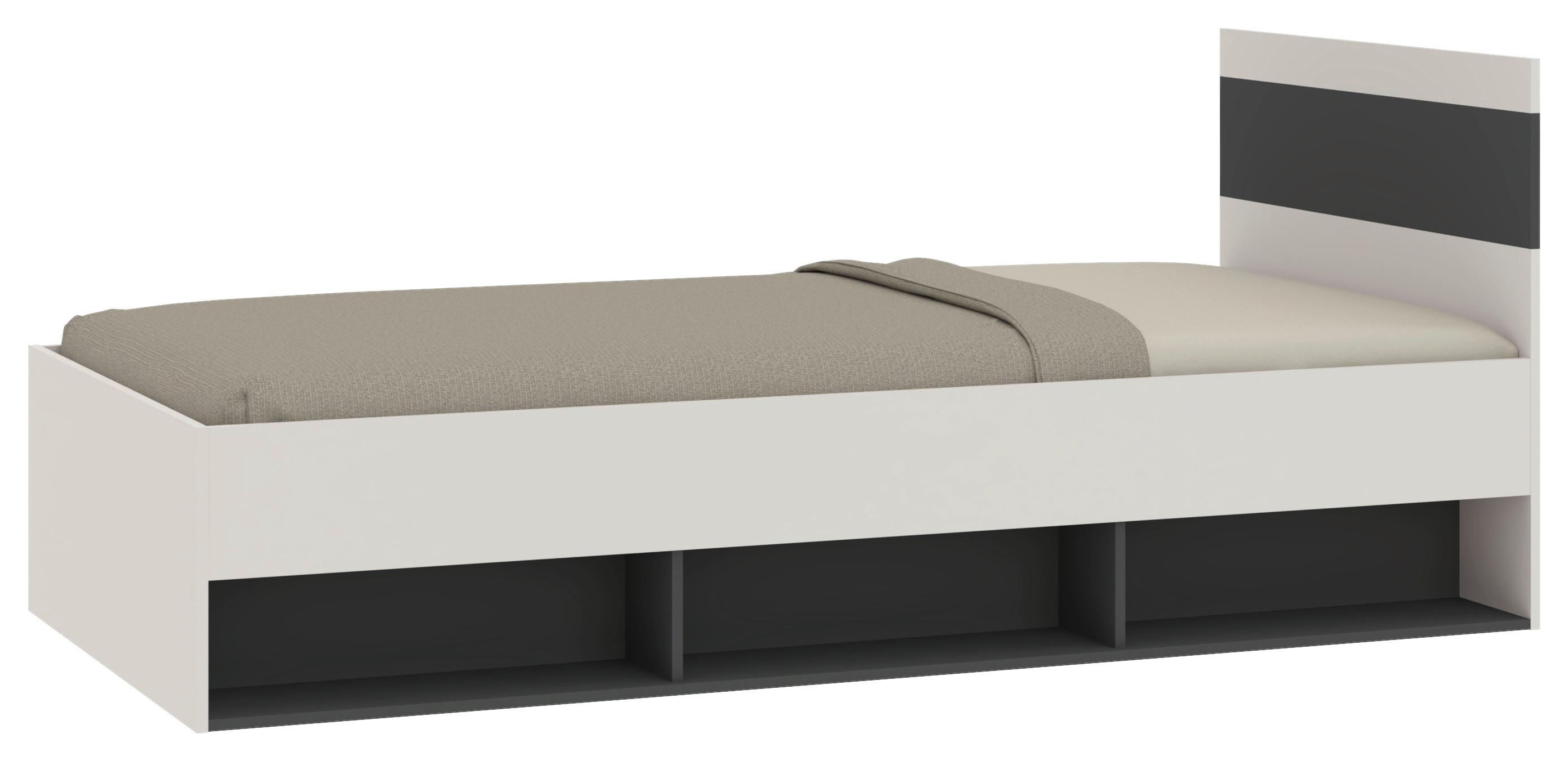 Bett Basic Two Kaschmir/Anthrazit 90x200 - Kaschmir/Anthrazit, KONVENTIONELL, Holzwerkstoff (90/200cm)