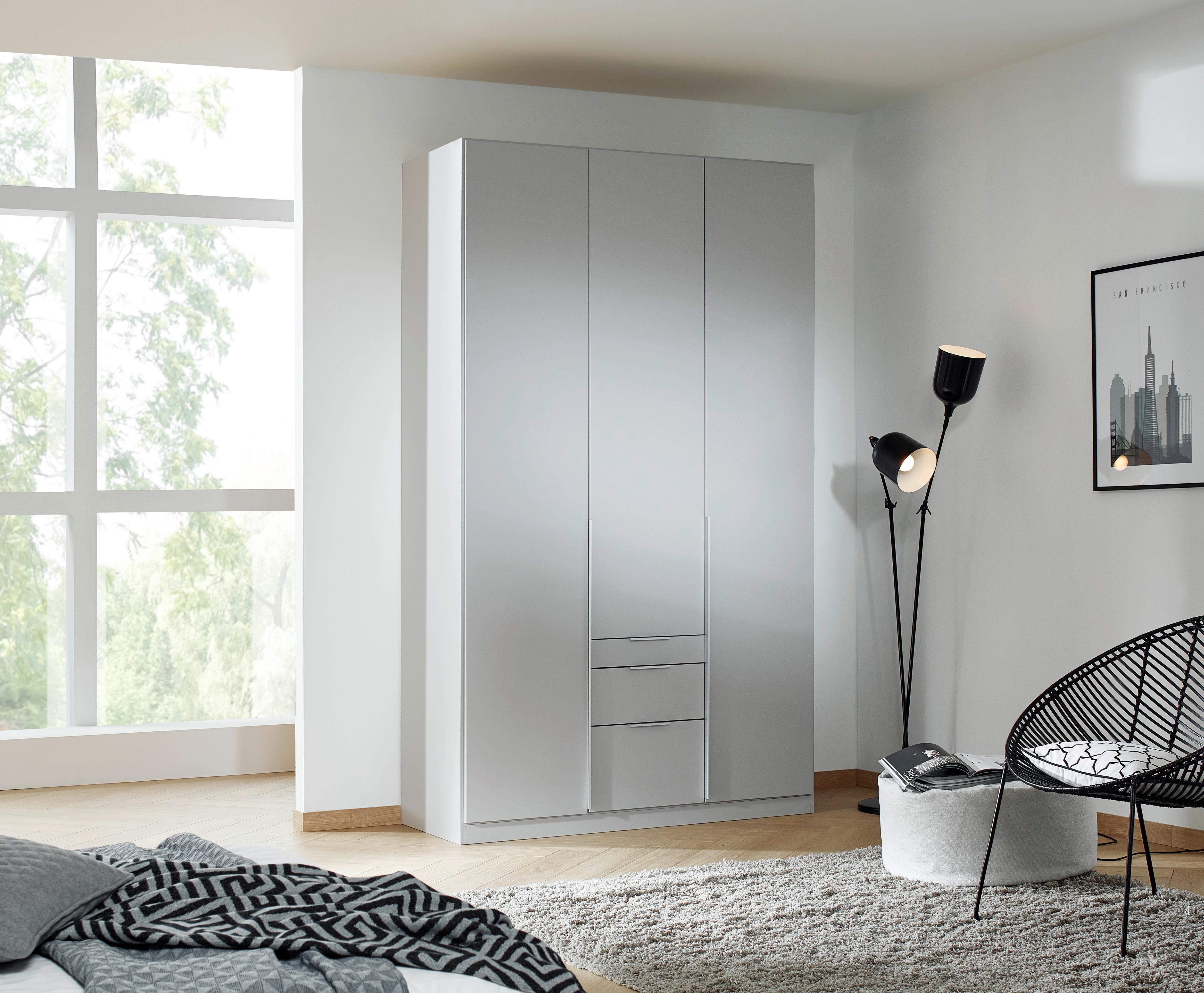 Drehtürenschrank Mit Laden 136 Cm Alabama, Seidengrau - Hellgrau, MODERN, Holzwerkstoff (136/229/54cm)