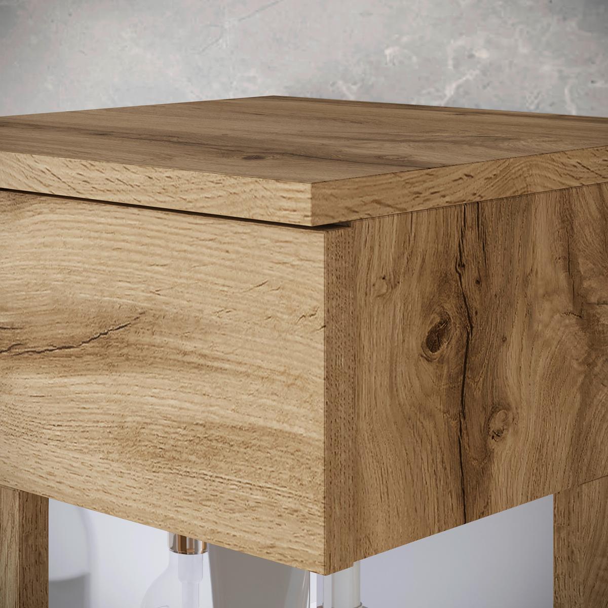 Badezimmer Narobi Eiche Wotan B: 120,4 cm - Eiche Wotan/Weiß, Trend, Glas/Keramik (120,4cm) - P & B