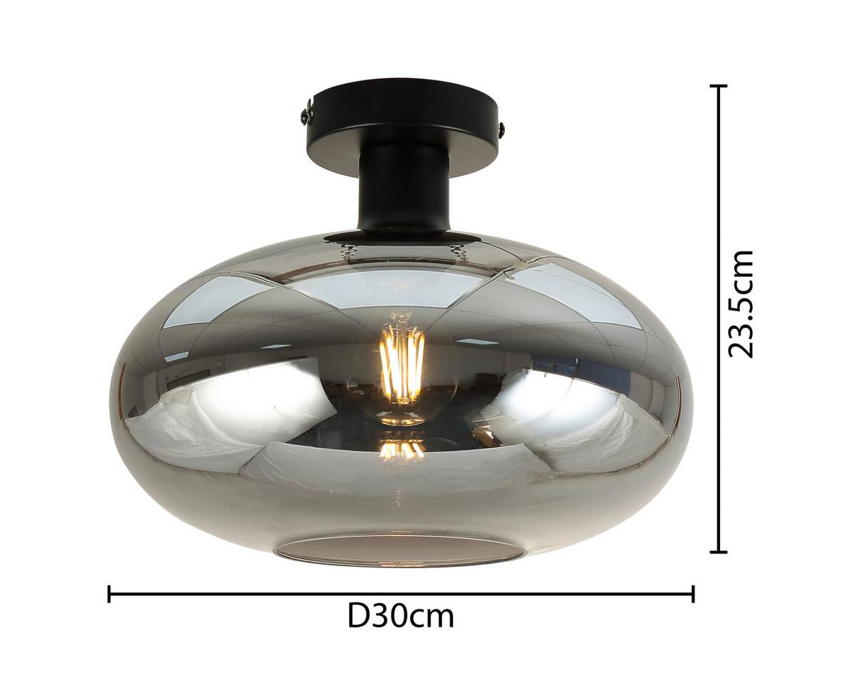STROPNÍ SVÍTIDLO TIPO - černá, Moderní, kov/sklo (30/23,5cm) - Mömax