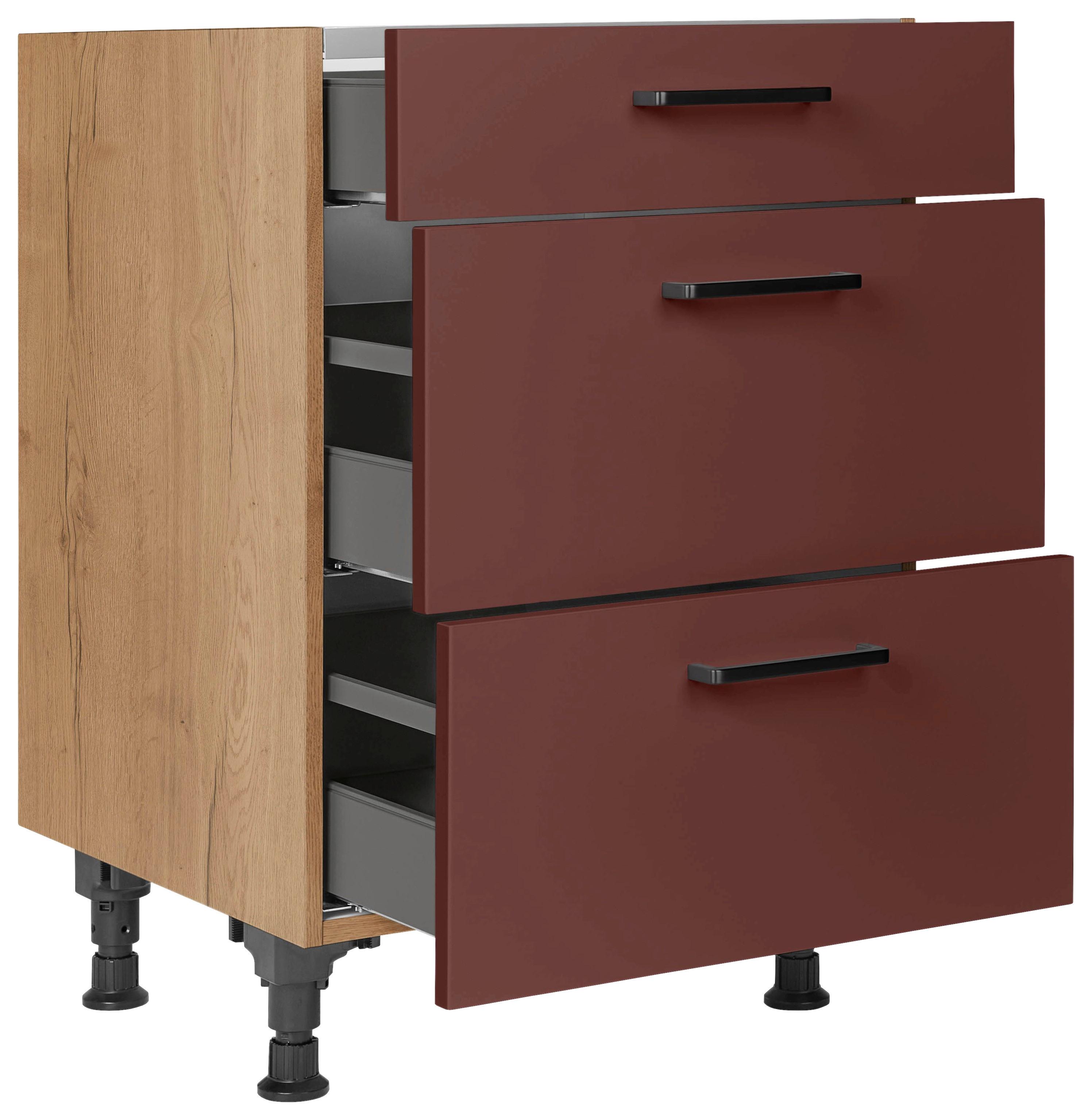 Kochfeldumbauschrank Easytouch - Eichefarben/Rot, MODERN, Holzwerkstoff (60,0/87,0/56,0cm) - Nobilia