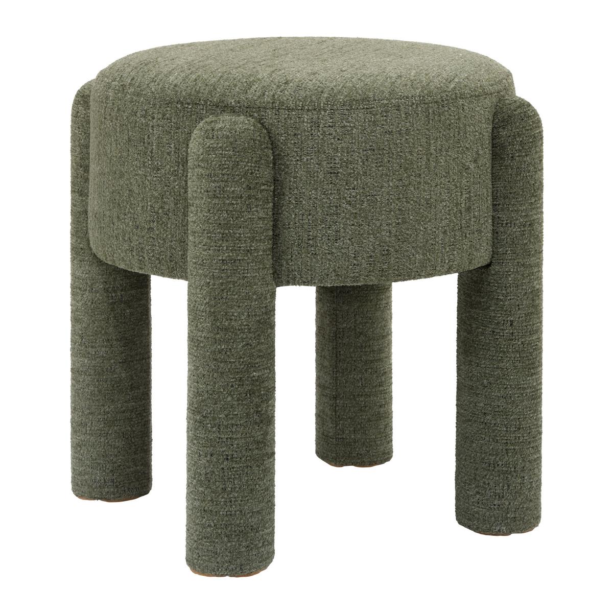 Taburetka LEONIE, zelená ženilka, max. 120 kg - zelená, Lifestyle, kompozitné drevo/textil (47/47/42cm) - Mömax