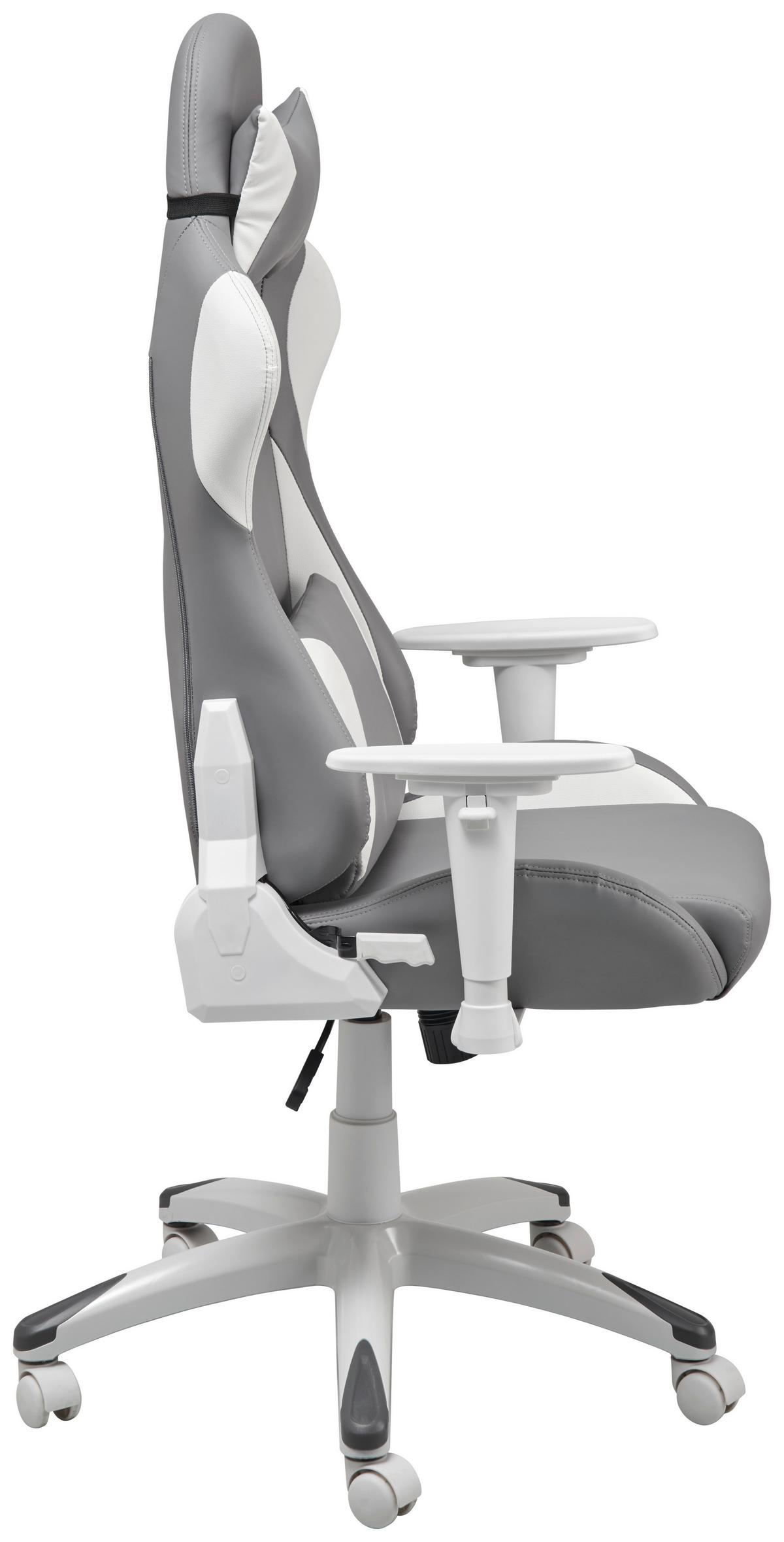 Gamingstuhl Racer - Weiß/Grau, MODERN, Kunststoff/Textil (66/126-134/59cm) - Livetastic