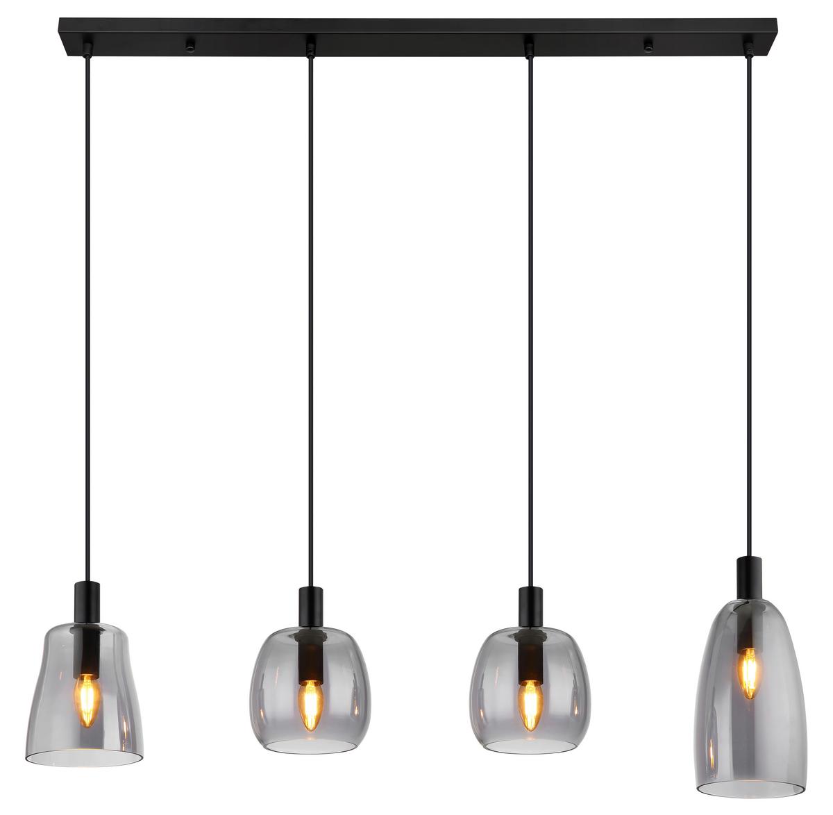 Hängeleuchte 15789-4hb - Schwarz, Design, Glas/Metall (107/16/120cm) - Globo