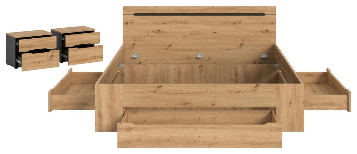 Schlafzimmer Canu Grau /Eiche Artisan Dekor B: 284cm - Eiche Artisan/Grau, MODERN, Holzwerkstoff (284/87/205cm) - MID.YOU