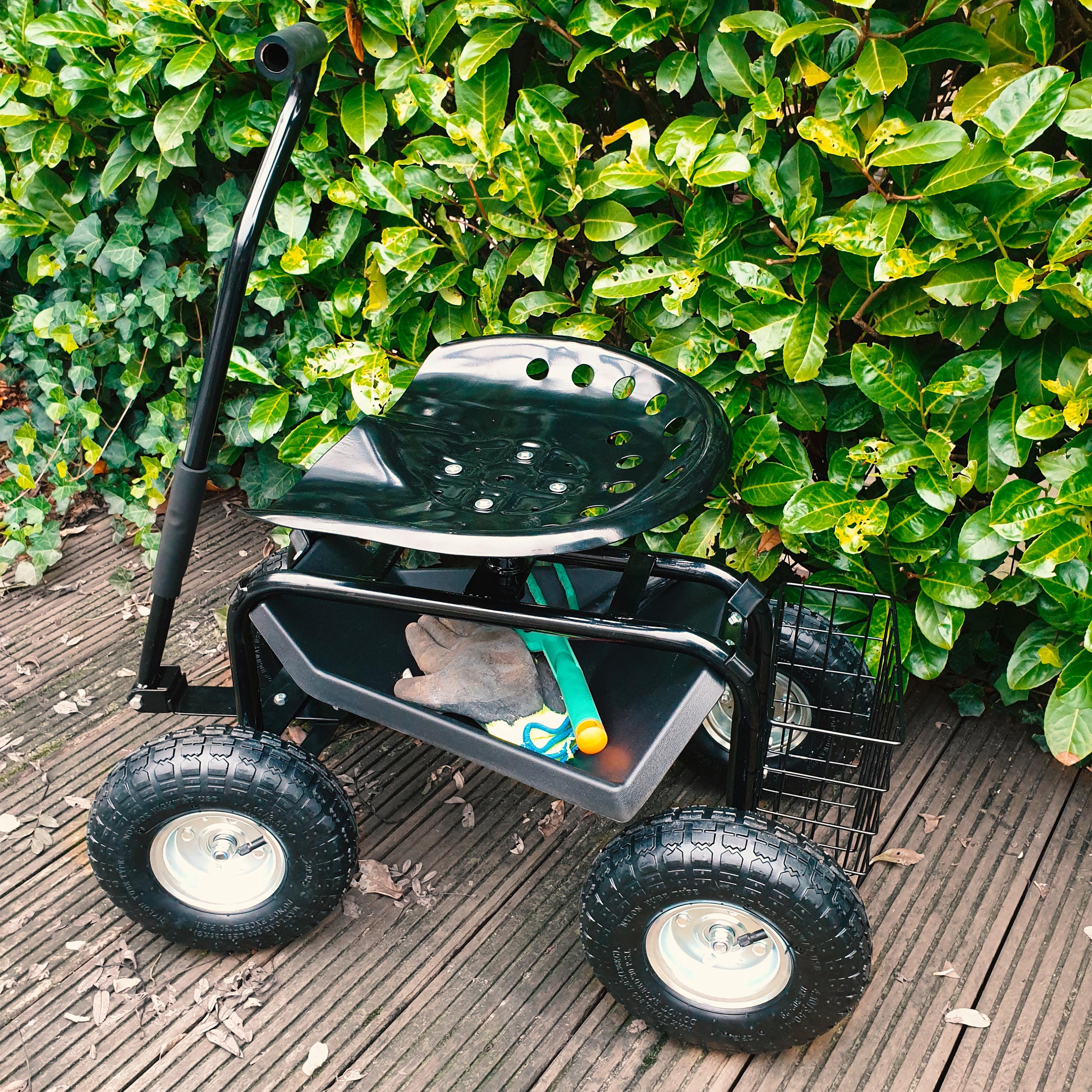 Gartengerätewagen Mit Sitz - Anthrazit, Basics, Kunststoff/Metall (81/45/86cm) - Ambia Garden
