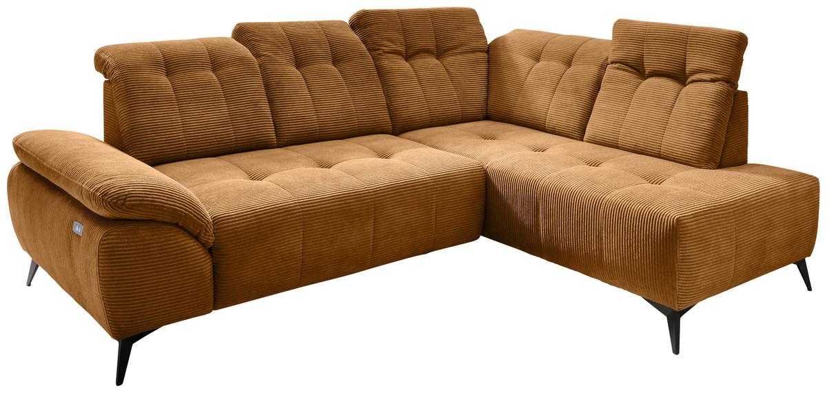 Ecksofa Fiore Goldfarben S: 272x200 cm - Goldfarben/Schwarz, MODERN, Textil (272/200cm) - Livetastic