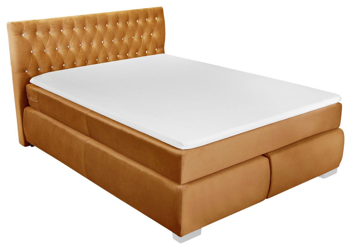 Boxspringbett Rumba inkl. Matratze 120x200 - Platinfarben/Gelb, Basics, Textil (120/200cm) - Livetastic
