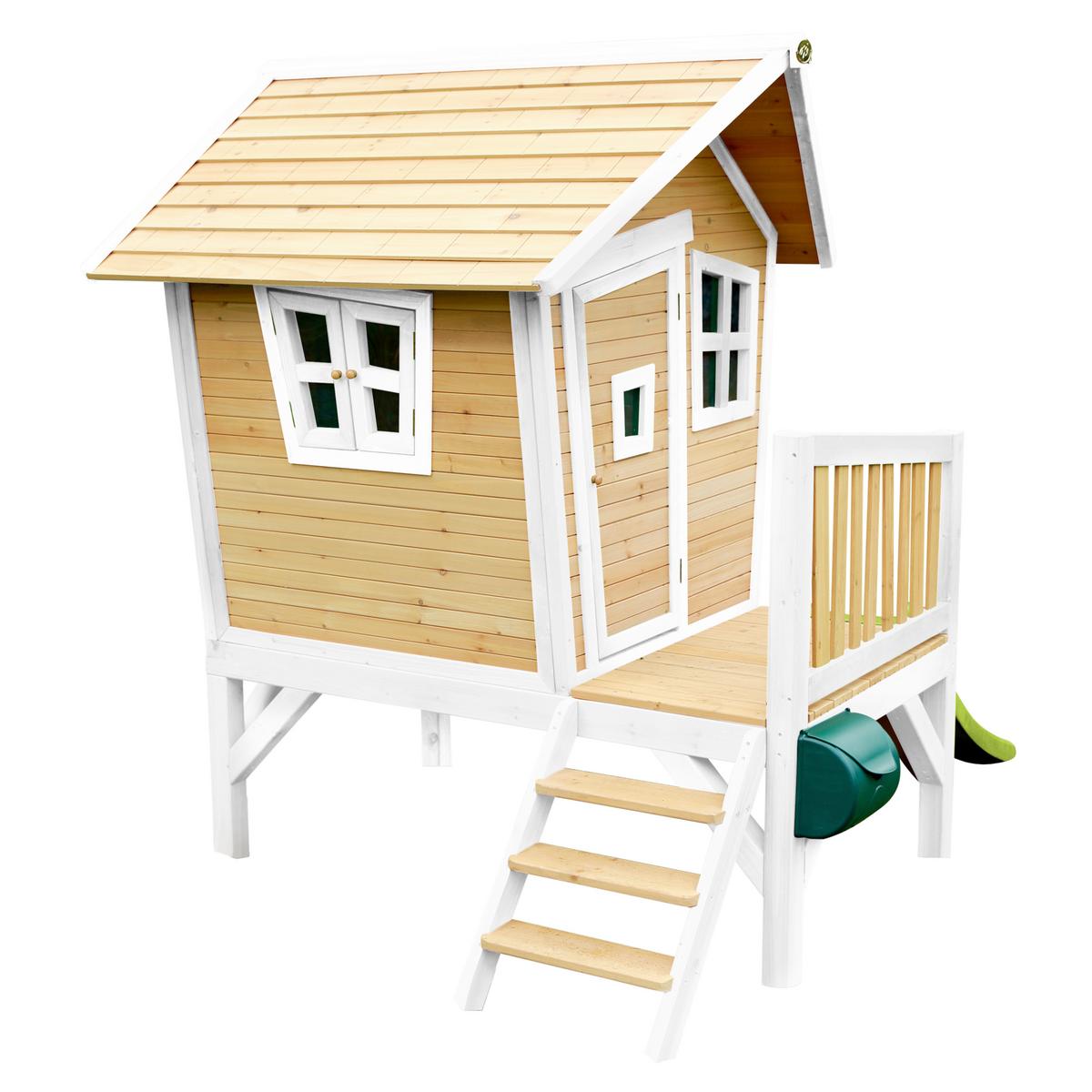 Spielhaus Robin Aus Zedernholz - Braun/Weiß, Basics, Holz/Kunststoff (264/203/177cm) - Ambia Garden