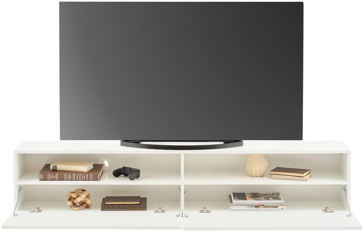 Tv-elem Otis - magasfényű fehér, Modern, faalapú anyag (180/37/31,6cm)