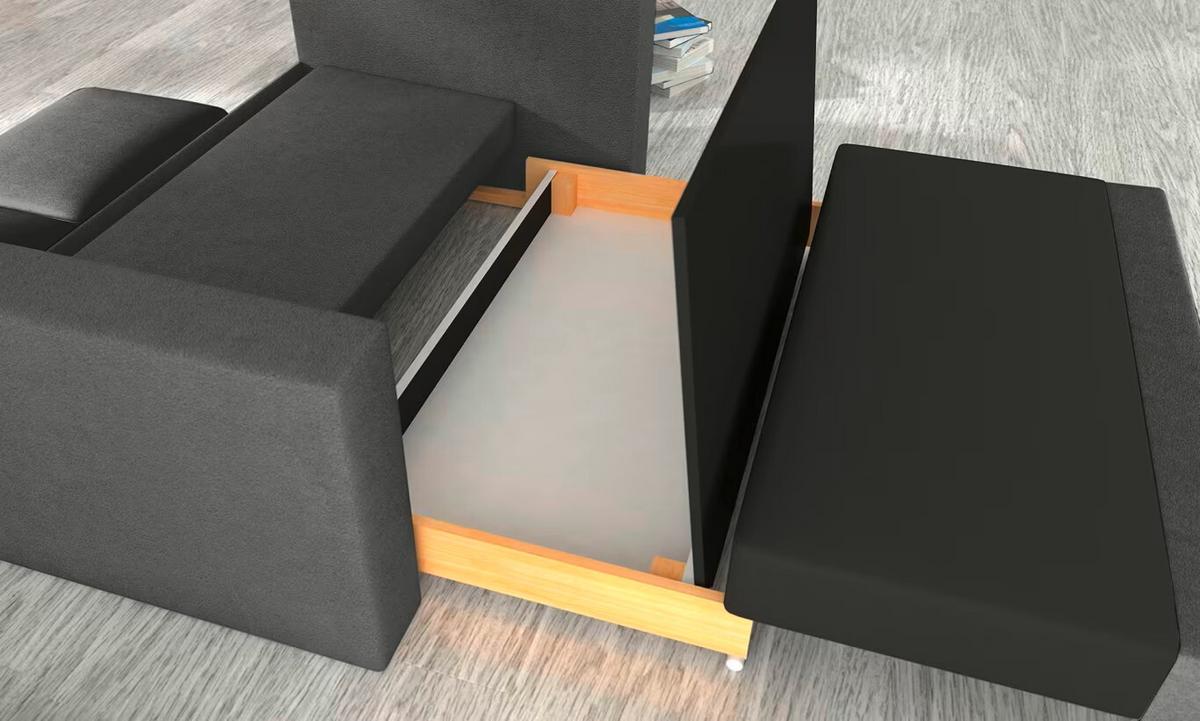 Schlafsofa Wave Grau, B: 150 Cm - Schwarz/Grau, Design, Textil (150/90/90cm) - MID.YOU