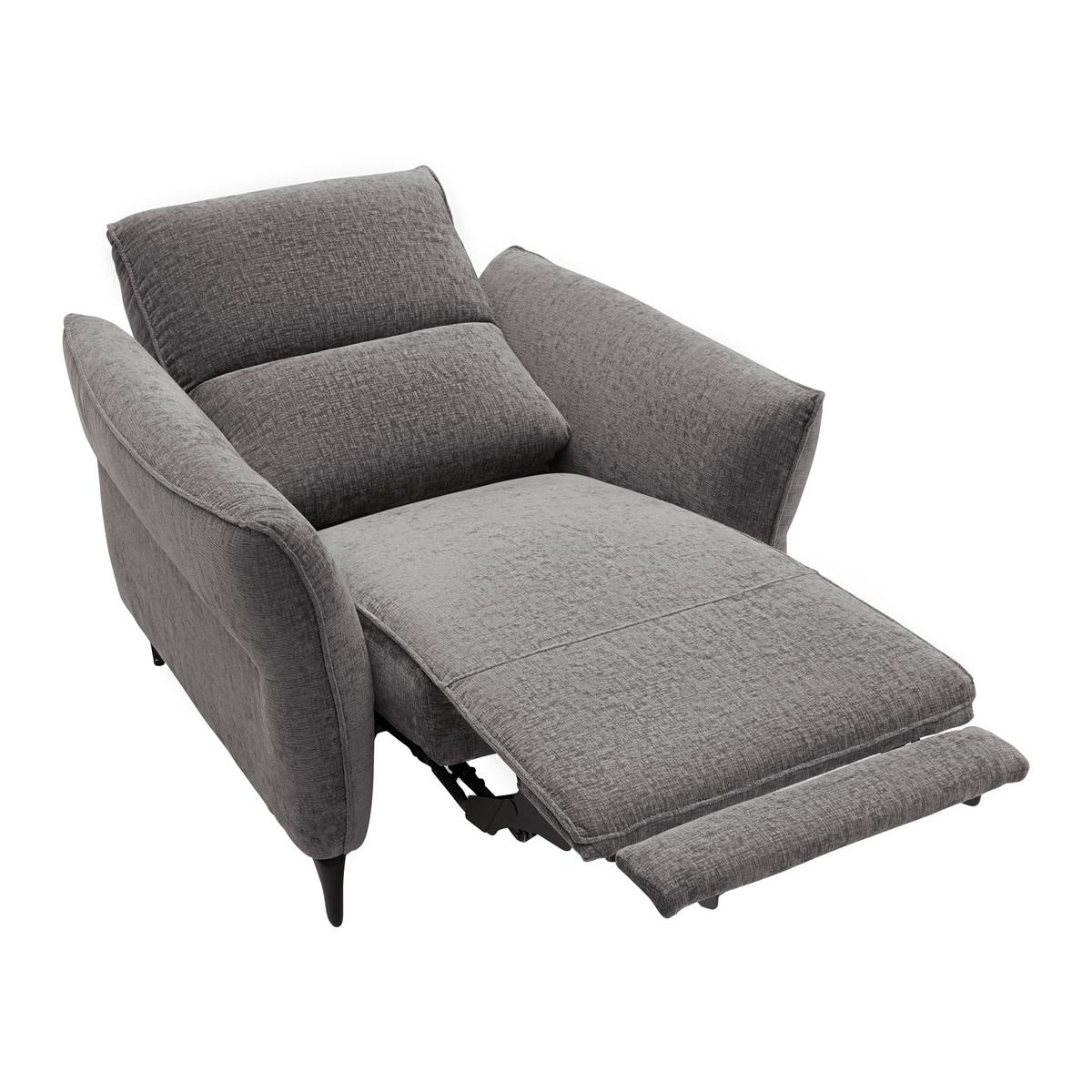 Relaxační křeslo CAPE TOWN, tm.šedá, elektr.relax.funkce - černá/tmavě šedá, Moderní, kov/dřevo (95/99/92cm) - Mömax