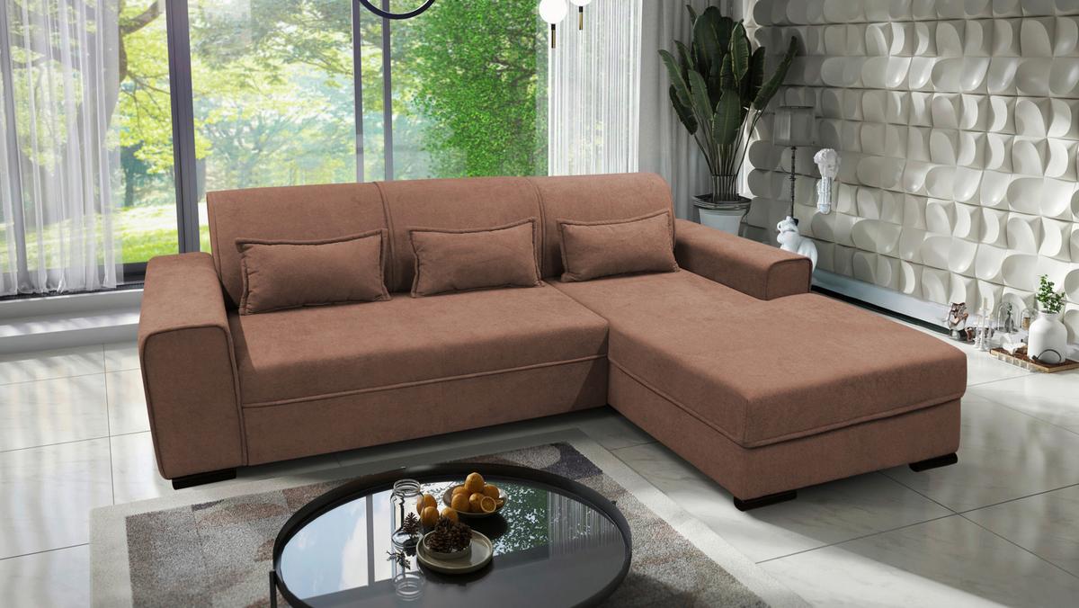 Ecksofa Classic Altrosa 270x175 Cm - Schwarz/Altrosa, Design, Textil (270/175cm) - MID.YOU