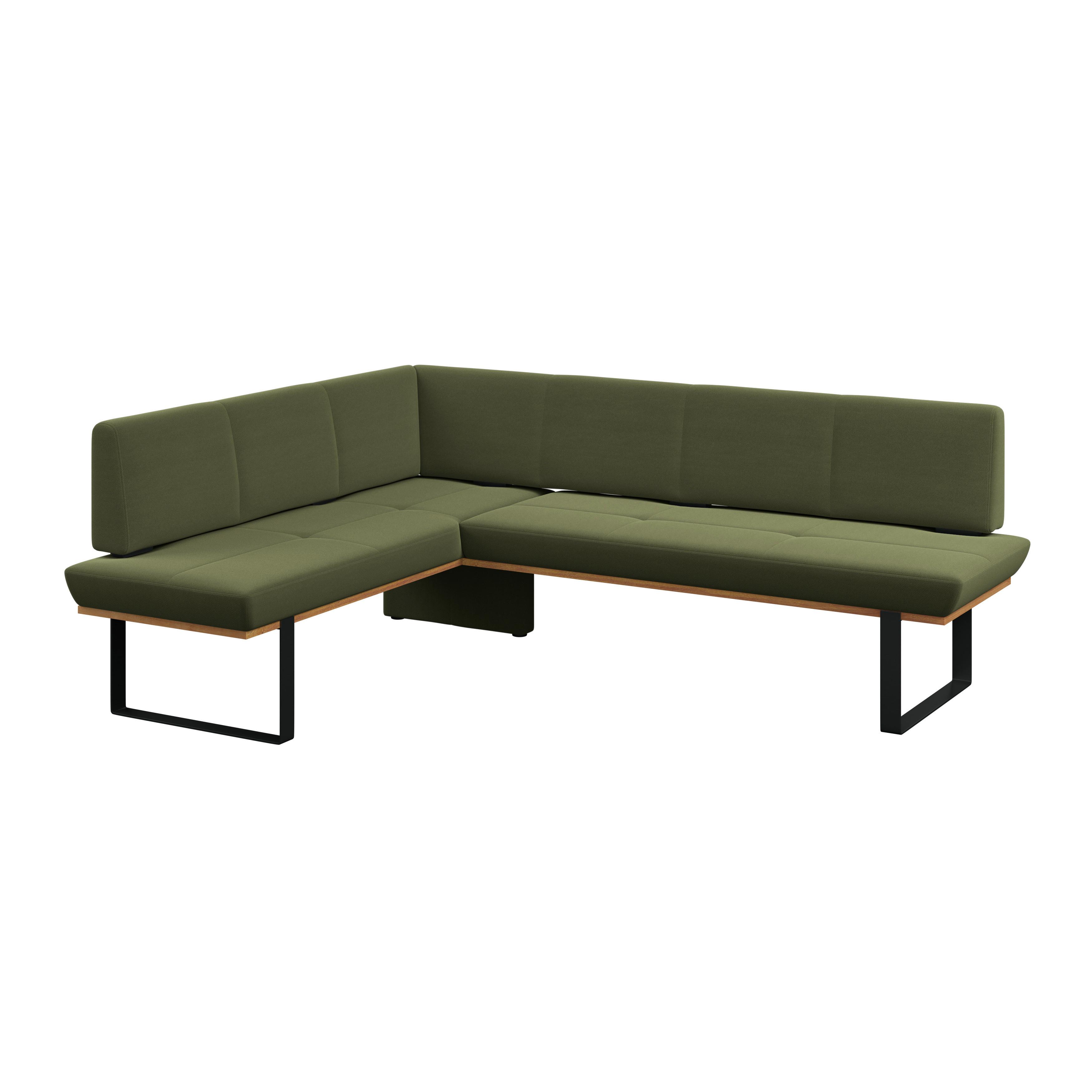 Eckbank Tristan Webstoff hellgrau, S:175x225cm - Schwarz/Grün, MODERN, Holz/Textil (175/225cm) - James Wood
