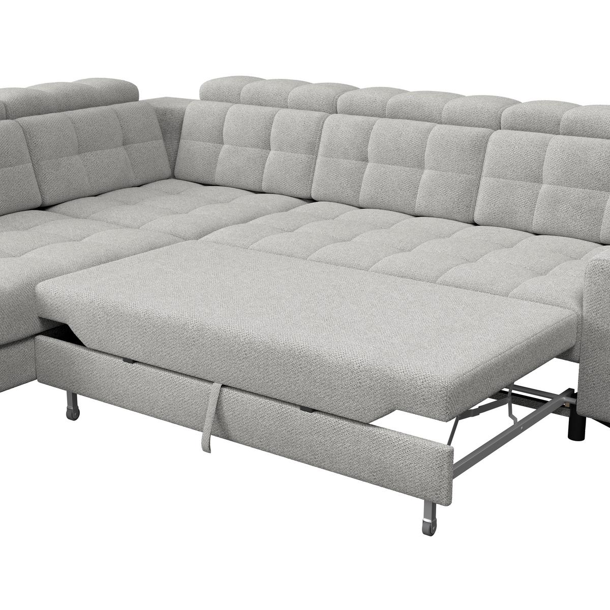 Ecksofa Barletta New Velours Hellgrau, 228x289cm - Hellgrau/Schwarz, ROMANTIK / LANDHAUS, Textil (228/289cm) - Luca Bessoni