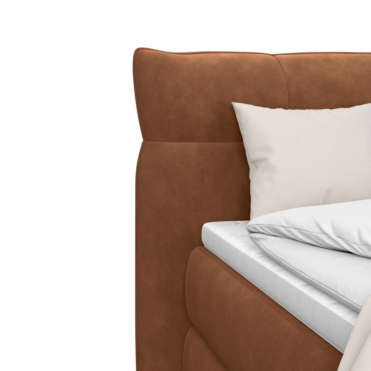 Boxspringbett Carmelo Kupfer 140x200 cm H3 - Schwarz/Kupferfarben, Trend, Textil (140/200cm)
