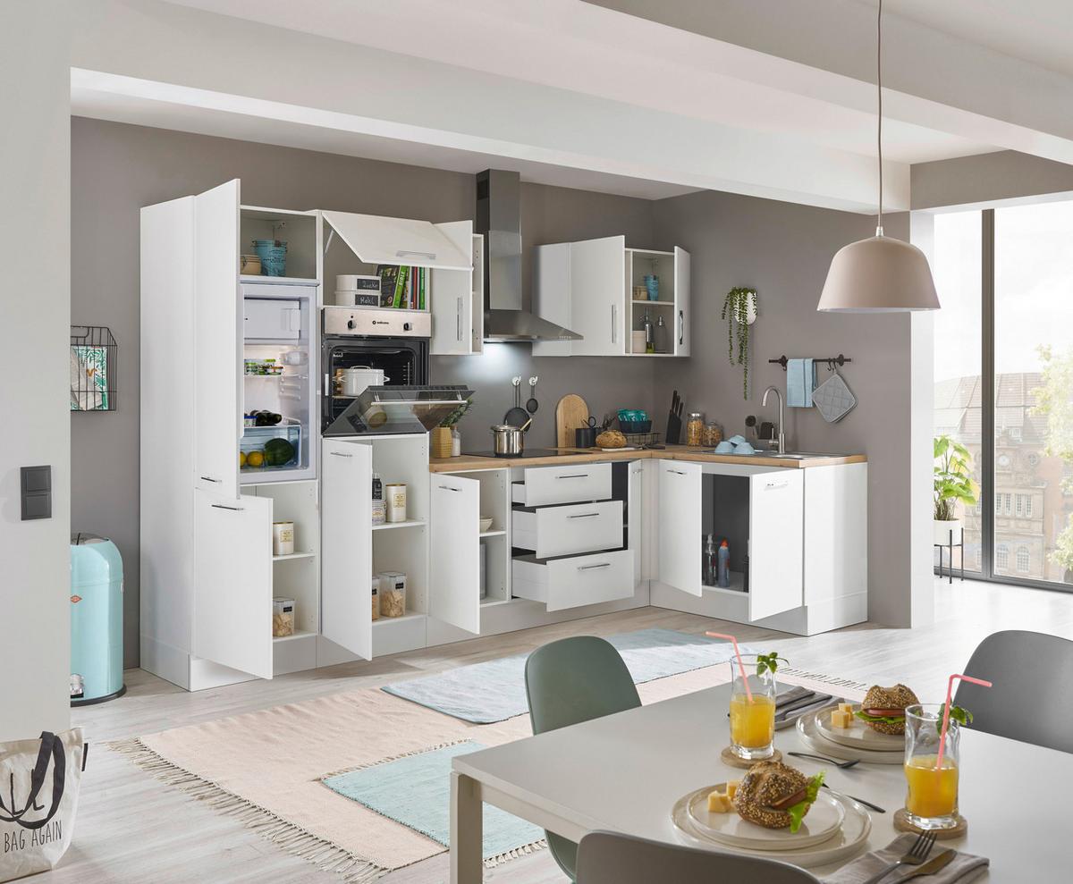 Eckküche Turin Weiß/Eiche Dekor 330x165 cm - Weiß/Eiche Artisan, Basics, Holzwerkstoff (330/165cm) - MID.YOU