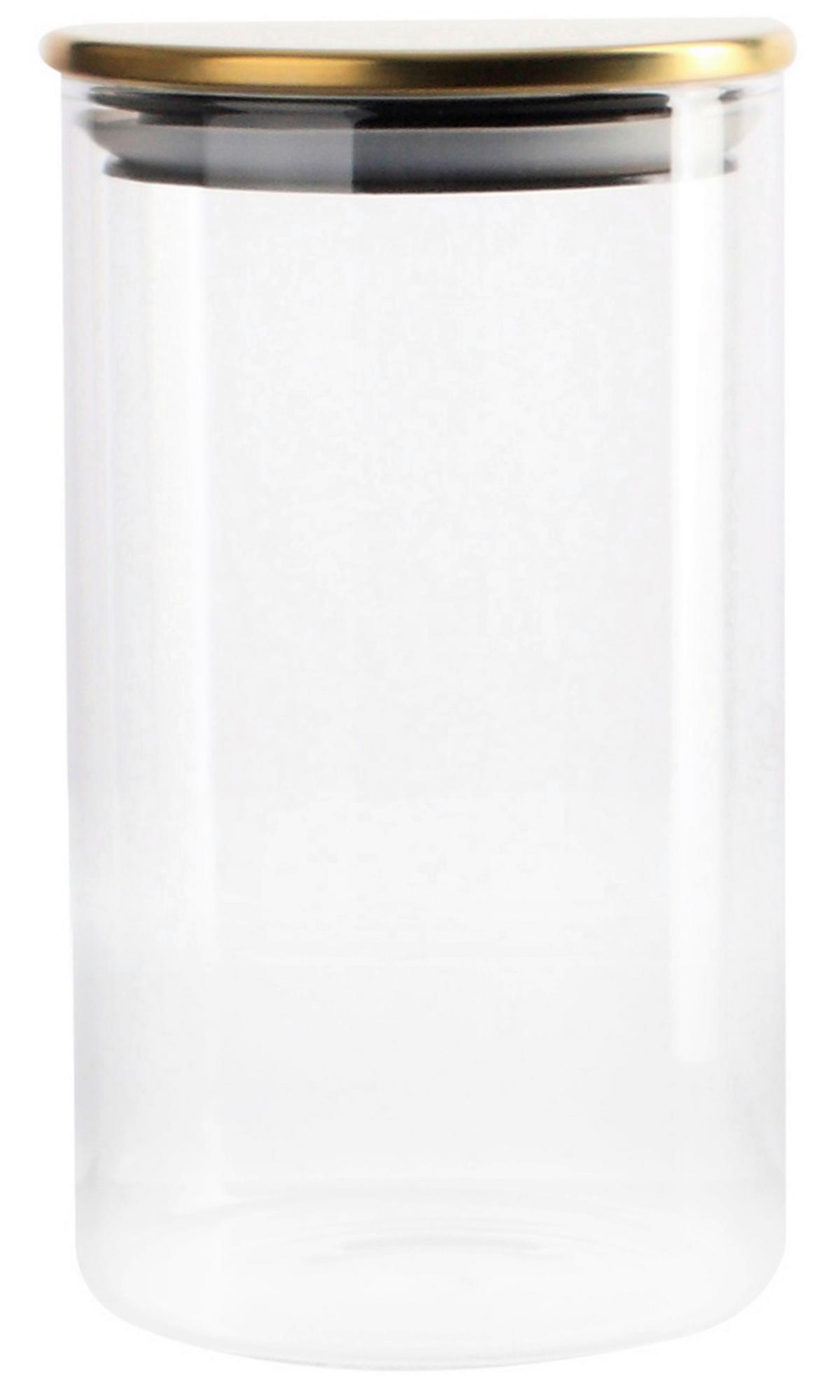 Dóza na potraviny Goldine, 0,65l - priehľadné/zlatá, Romantik / Landhaus, kov/plast (8,8/15,5cm) - Mömax