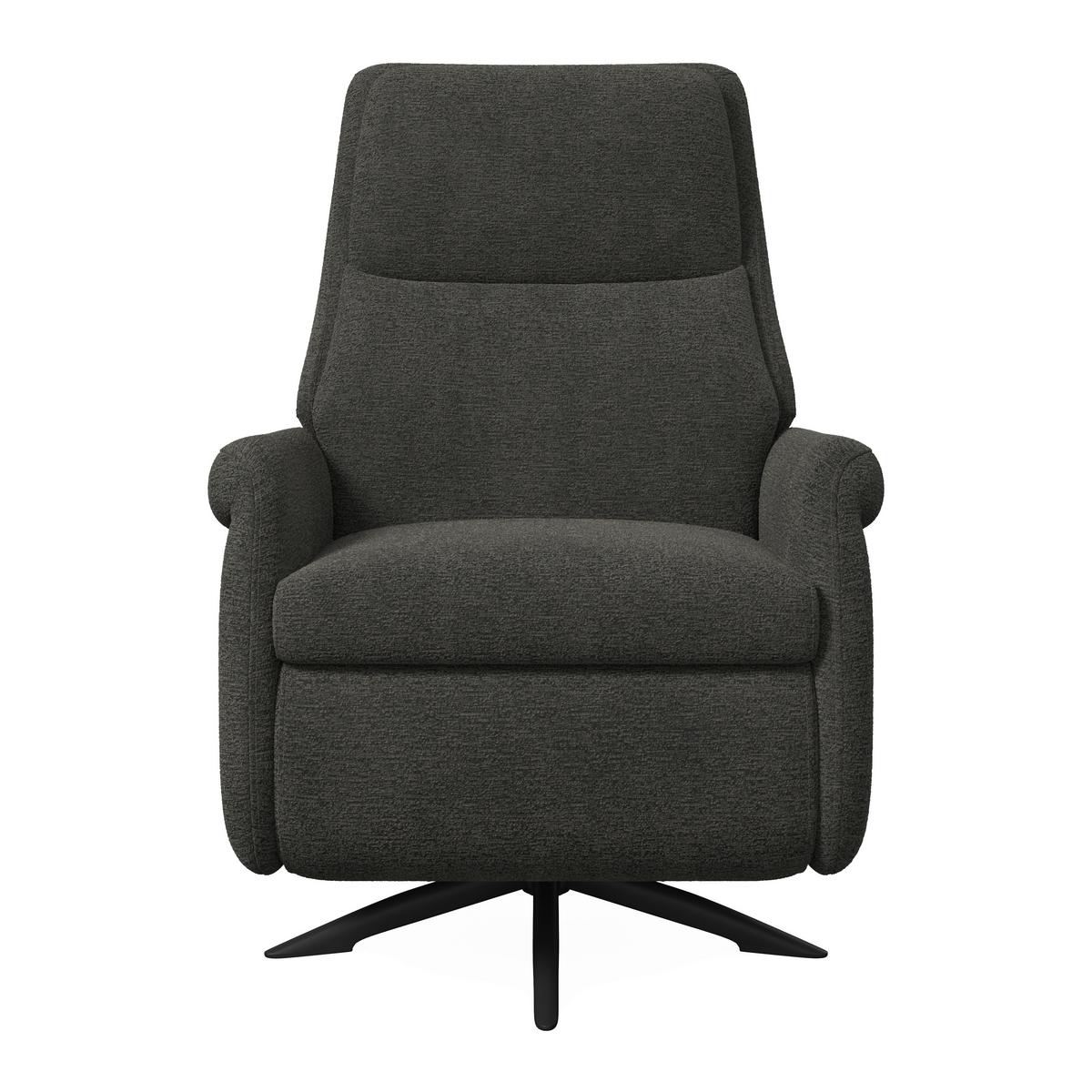 Relaxační křeslo ALICE, tmavě šedé buklé, max. 140 kg - černá/tmavě šedá, Moderní, kov/dřevo (76/109/94cm) - Bessagi Home