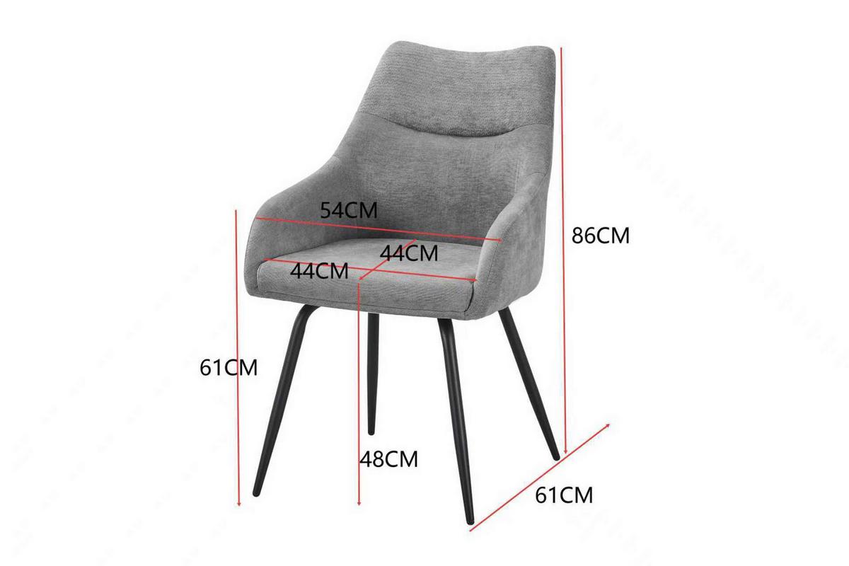 Armlehnstuhl Dali Grau/schwarz B: 60 Cm - Schwarz/Grau, Basics, Textil/Metall (60/86/55cm) - Livetastic