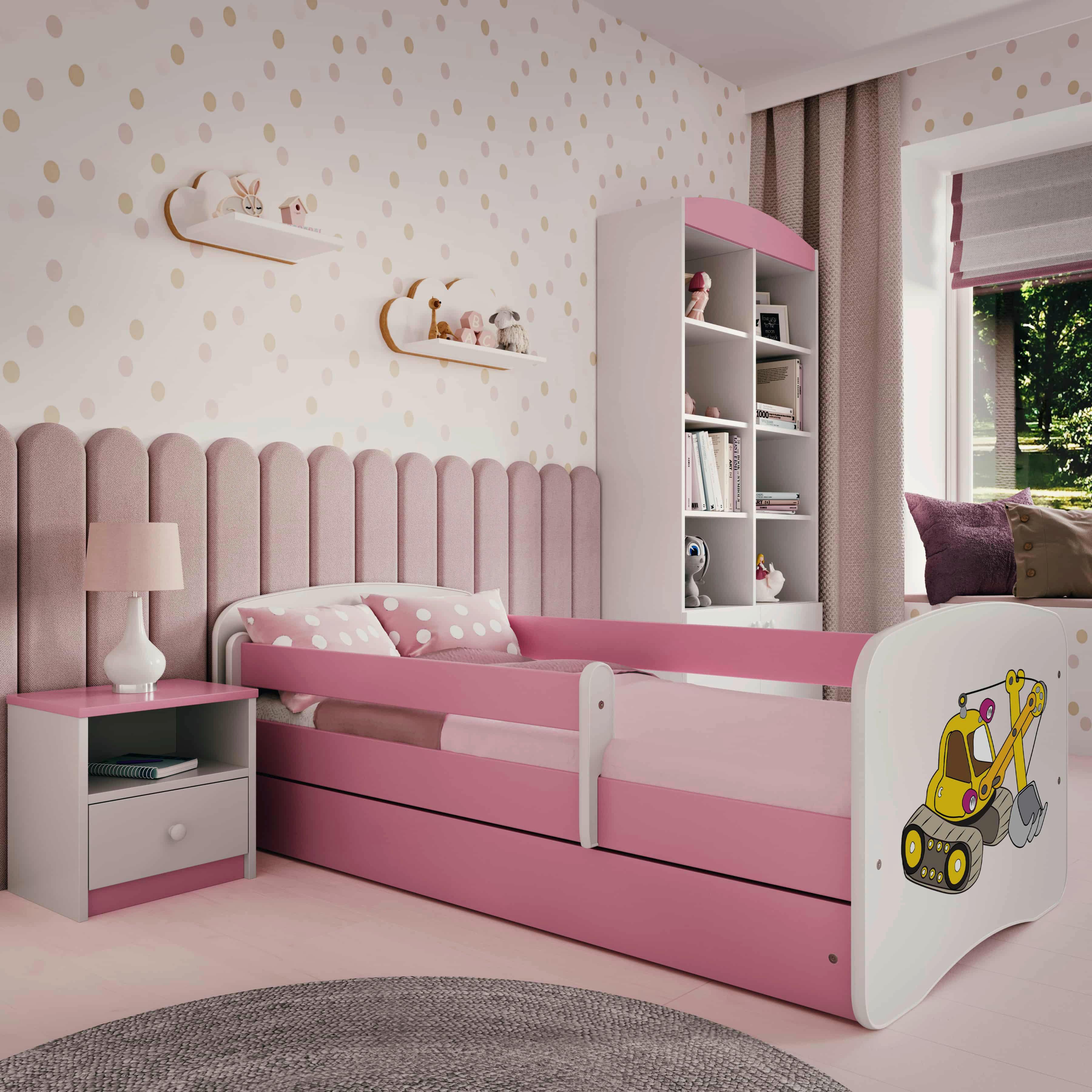 Kinder-/Juniorbett Babydreams Inkl. Matratze 80x160 - Pink/Birkefarben, MODERN, Holz/Holzwerkstoff (80/160cm) - MID.YOU