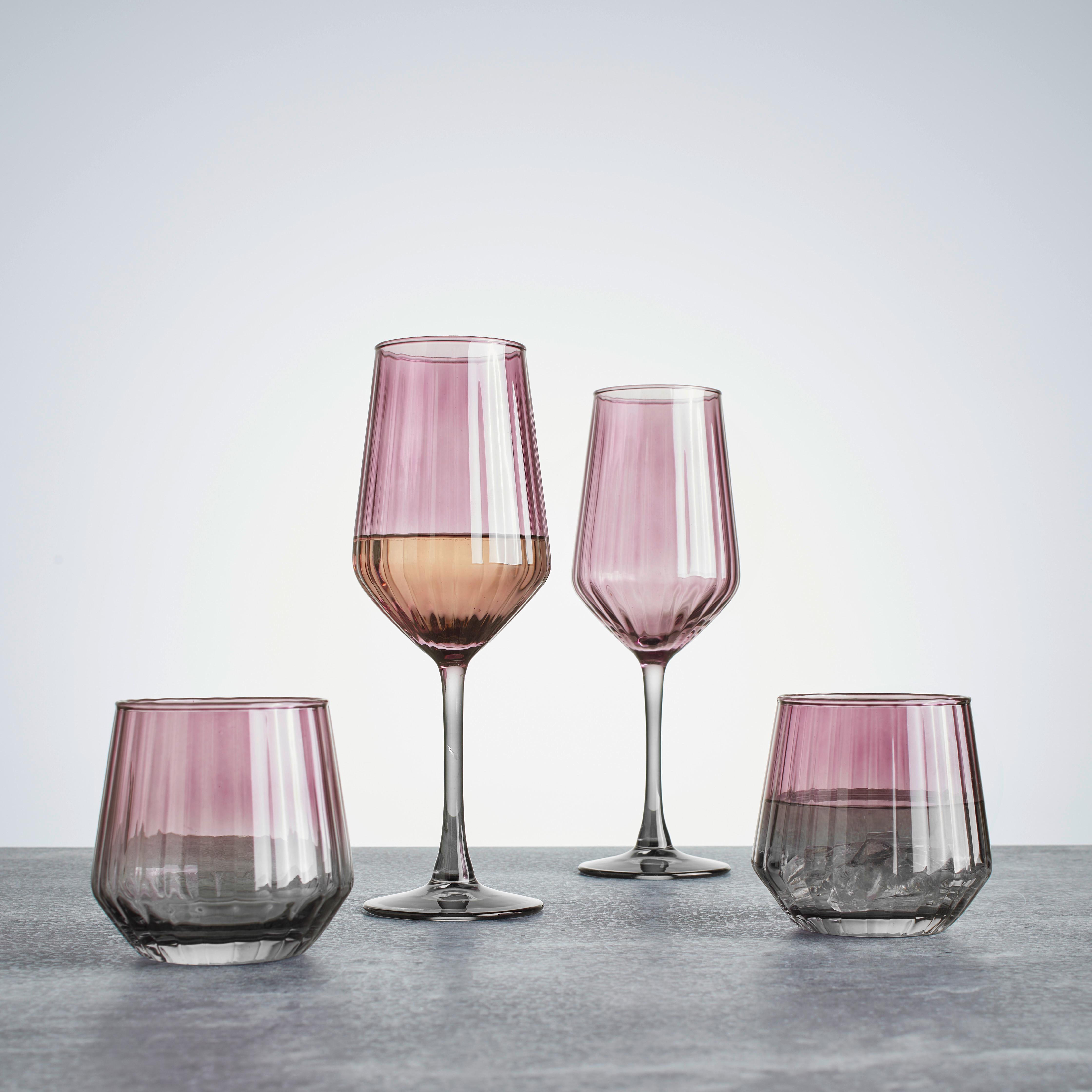 Sklenice na víno 380 ml - modrošedá/fialová, Moderní, sklo (6,2/23,2cm) - Mömax