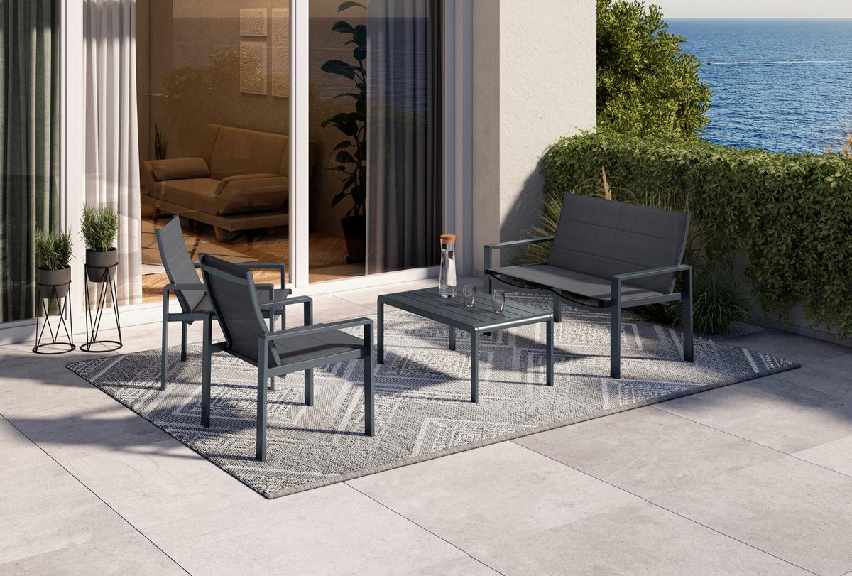 Loungegarnitur Palma - Dunkelgrau, MODERN, Textil/Metall - Luca Bessoni