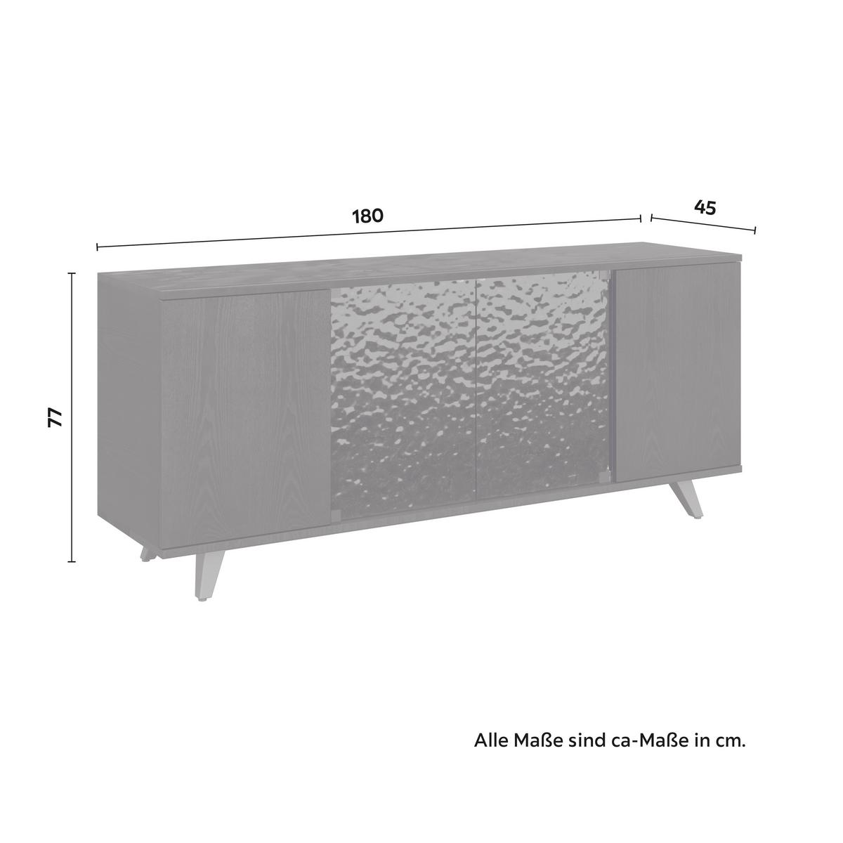 Široká komoda Zelia, š: 180 cm, čierna - černá, Moderní, kov/dřevo (180/77/45cm) - Bessagi Home