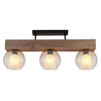Deckenleuchte Barry L: 74 cm Klar Schwarz Dunkelbraun - Klar/Dunkelbraun, Basics, Glas/Holzwerkstoff (74/18/32,5cm) - Globo