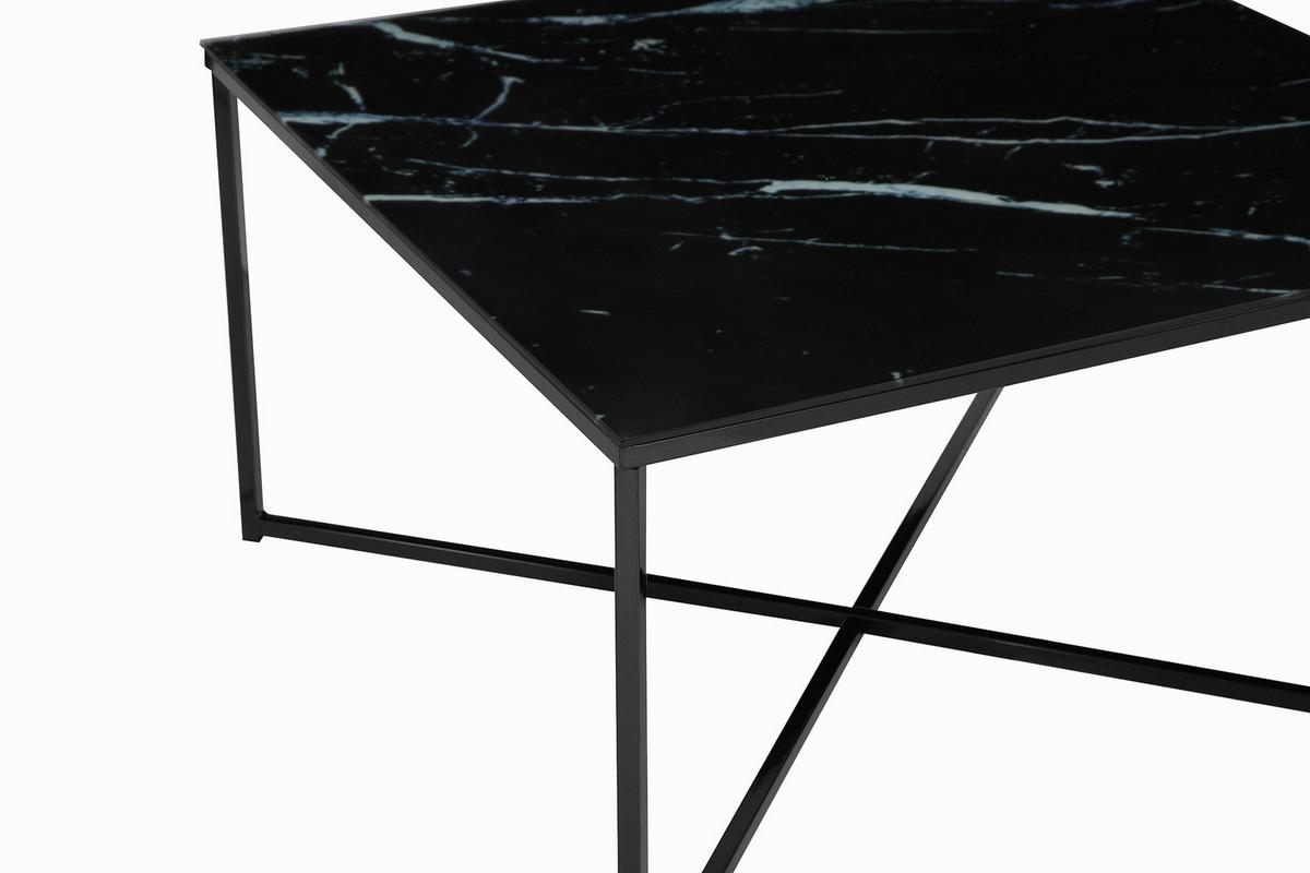 Couchtisch Schwarz/marmoroptik B: 80 Cm - Schwarz, Design, Glas/Metall (80/80/45cm) - Livetastic