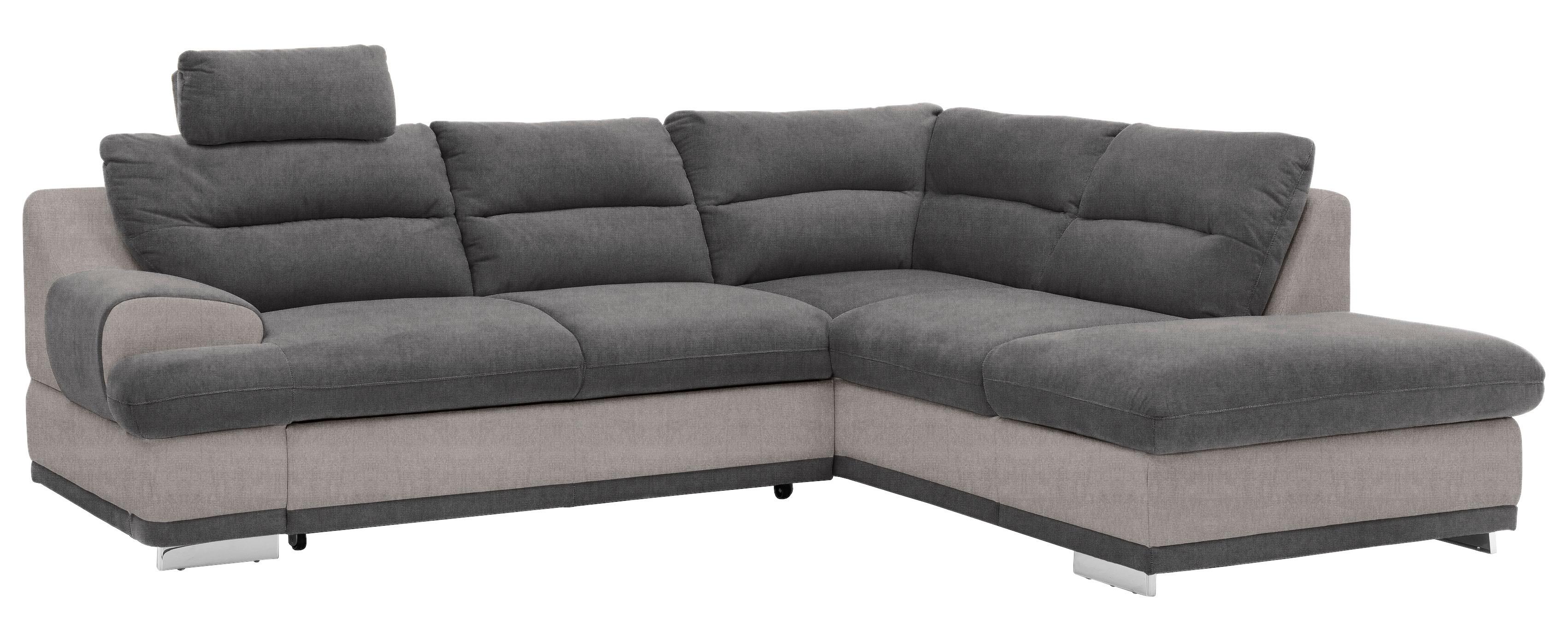 Ecksofa Mit Schlaffunktion + Bettkasten Seaside, Velours - Chromfarben/Dunkelgrau, KONVENTIONELL, Textil (264/88/108/217cm) - Luca Bessoni