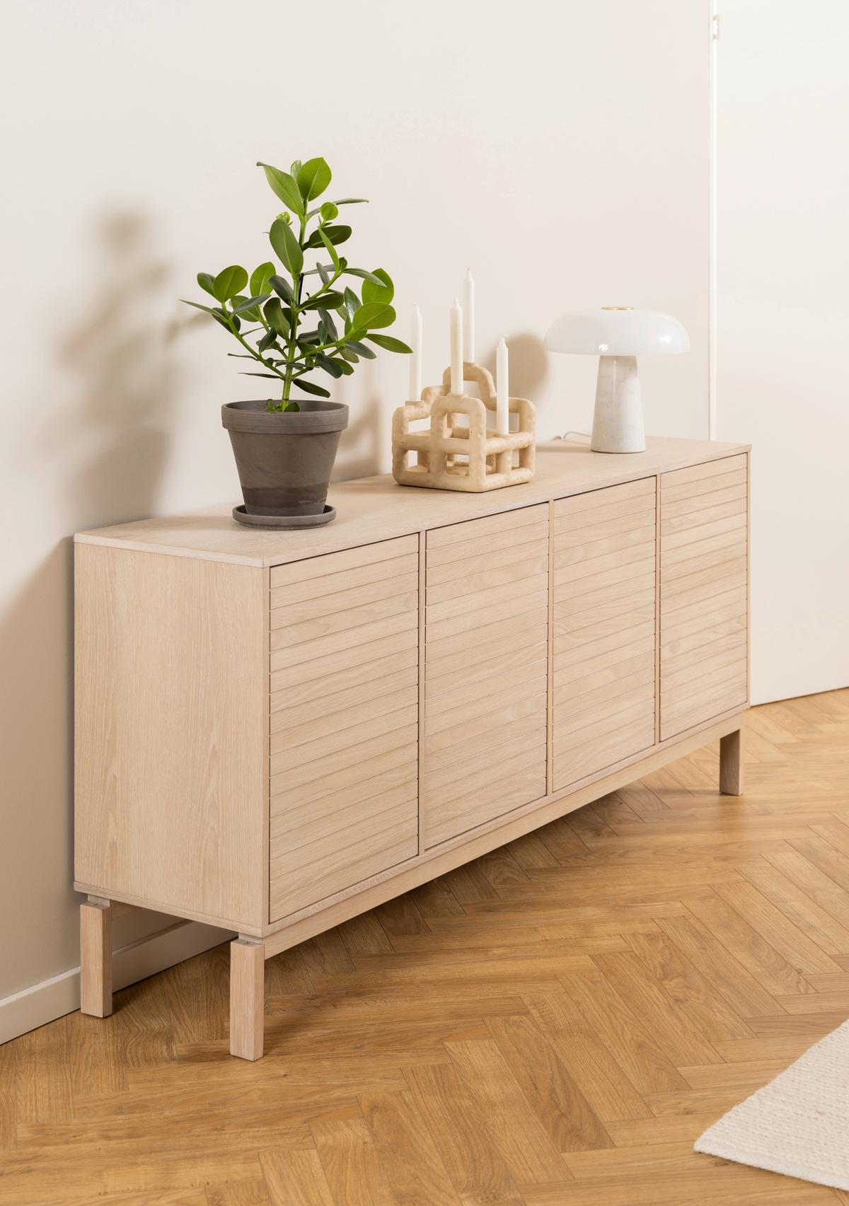 Široká komoda LINLEY dyha - biela/farba duba, Design, drevo/kompozitné drevo (180/80/40cm) - Livetastic