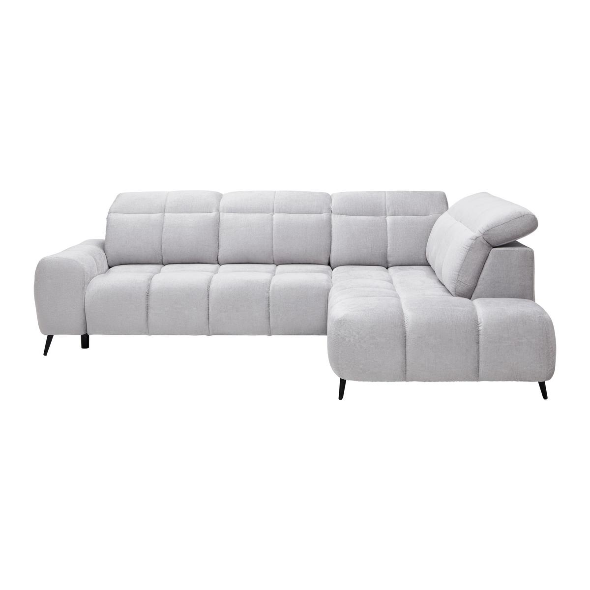 Elektrická sedačka SILVIO, pravá, světle šedá - černá/světle šedá, Moderní, kov/textil (275/225cm) - Mömax