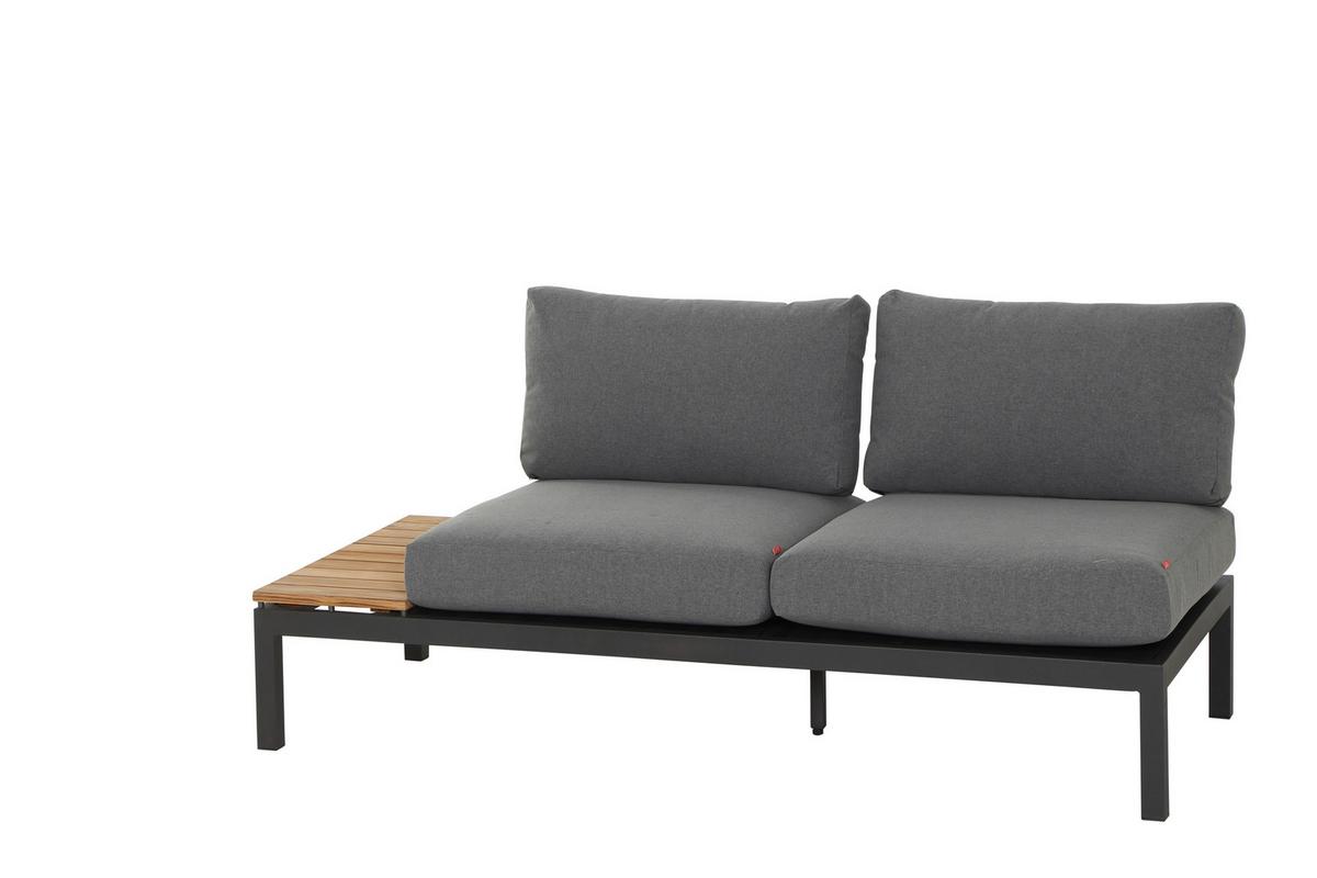 Loungegarnitur 4-Tlg Teakholz/Metall mit Kissen - Anthrazit/Grau, KONVENTIONELL, Holz/Textil (252/84/252cm) - Siena Garden