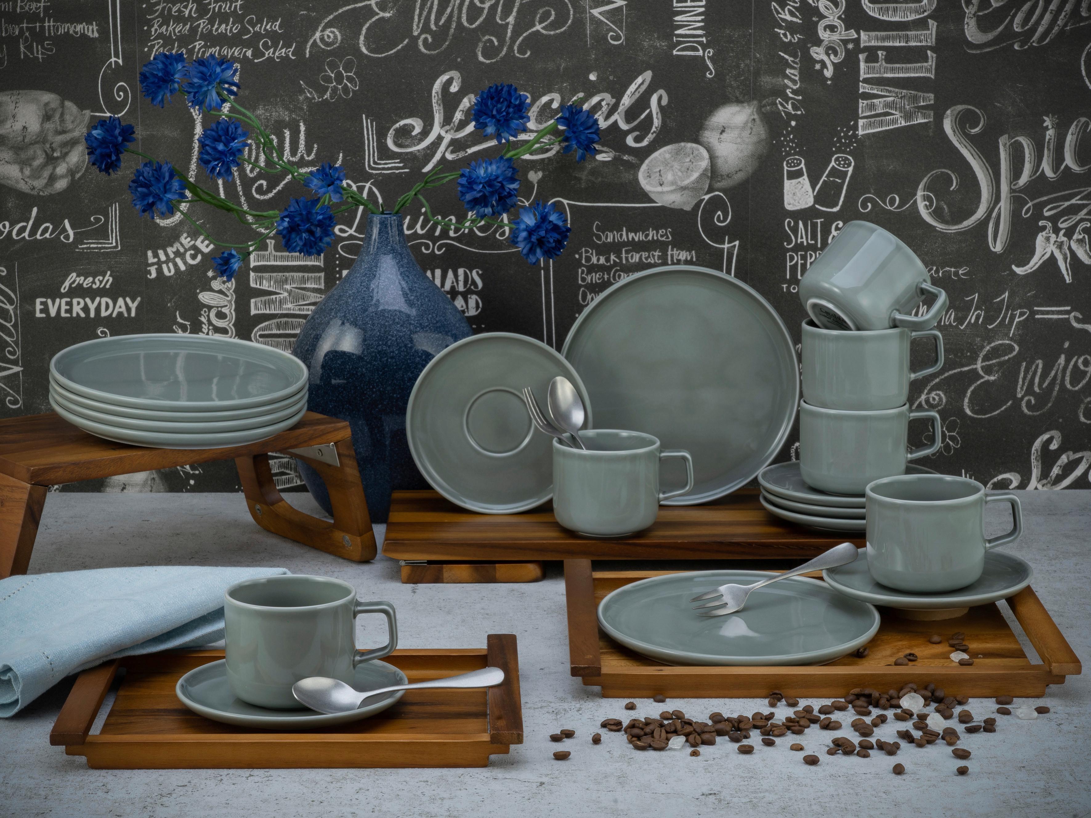 Kávová souprava 18- dílna - šedá, Basics, keramika (33/25/31cm) - Creatable
