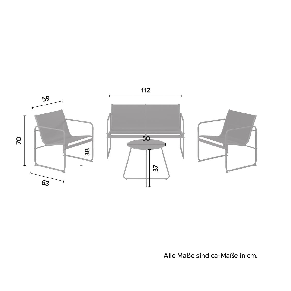 SÚPRAVA ZÁHRADNÉHO NÁBYTKU KONI - čierna/antracitová, Modern, kov/textil - Mömax