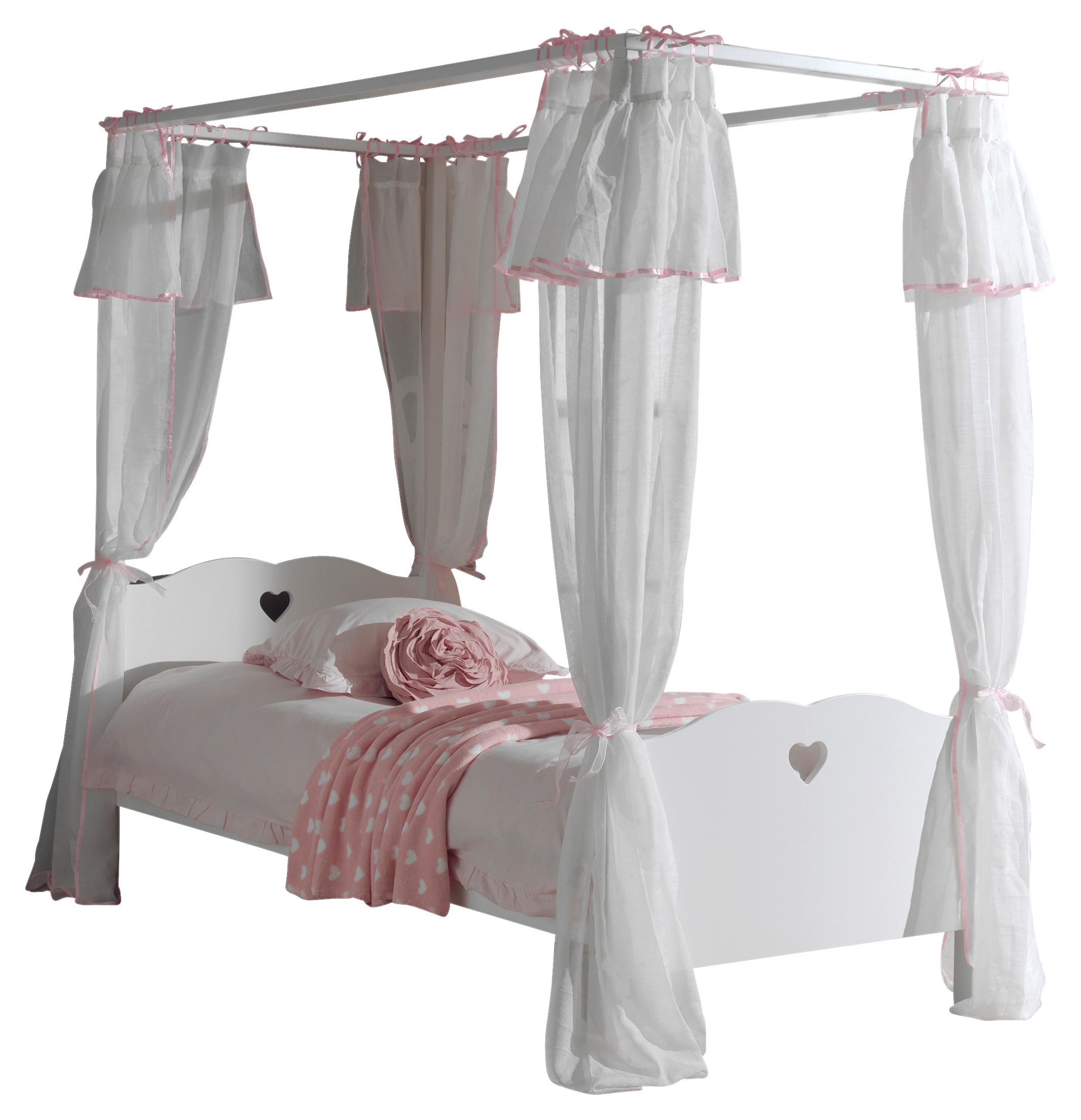 Posteľ s nebesami AMORI biela - biela, Konventionell, kompozitné drevo/textil (90/200cm) - MID.YOU