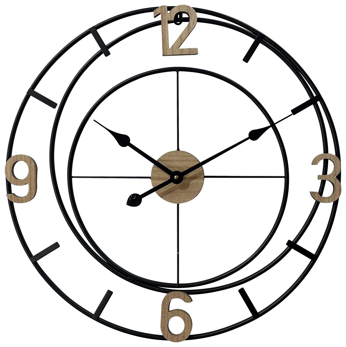 Wanduhr Ida - Schwarz/Braun, KONVENTIONELL, Holz/Holzwerkstoff (60/3cm) - Luca Bessoni