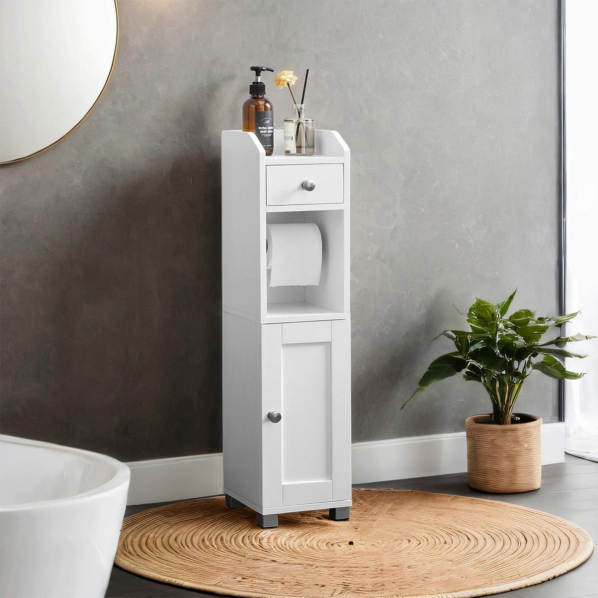 Midischrank Bathroom Cabinet - Weiß/Grau, MODERN, Holzwerkstoff (18/76,4/20cm) - MID.YOU