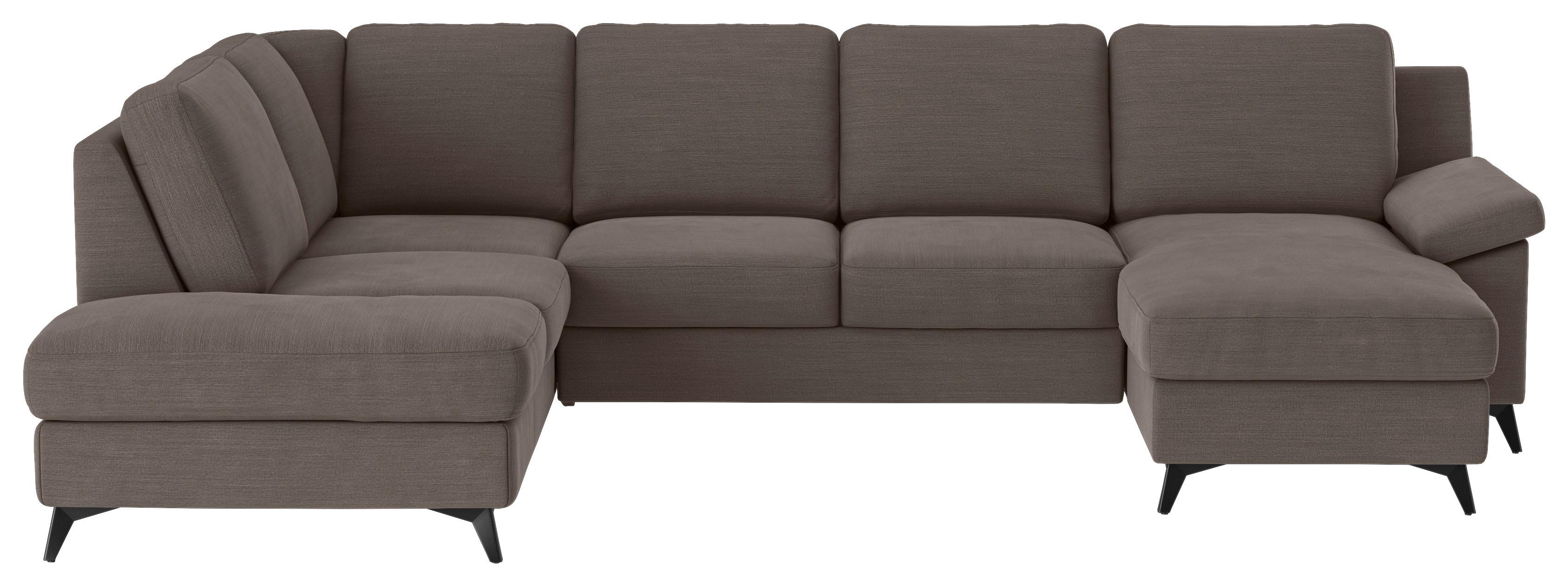 Wohnlandschaft Boom, Taupe 204x309x156 cm - Taupe/Schwarz, KONVENTIONELL, Textil (204/309/156cm) - Cotta