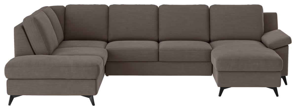 Wohnlandschaft Boom, Taupe 204x309x156 cm - Taupe/Schwarz, KONVENTIONELL, Textil (204/309/156cm) - Cotta